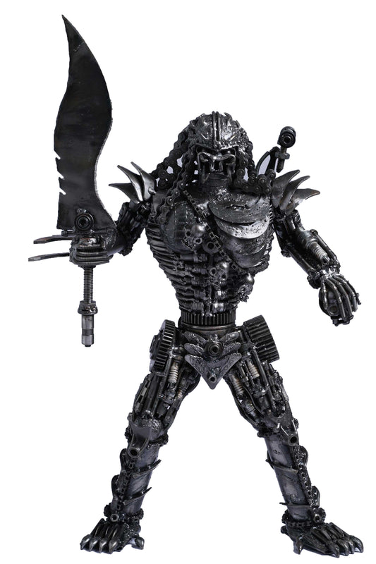 Predator metal action figure hand-crafted from junk auto parts