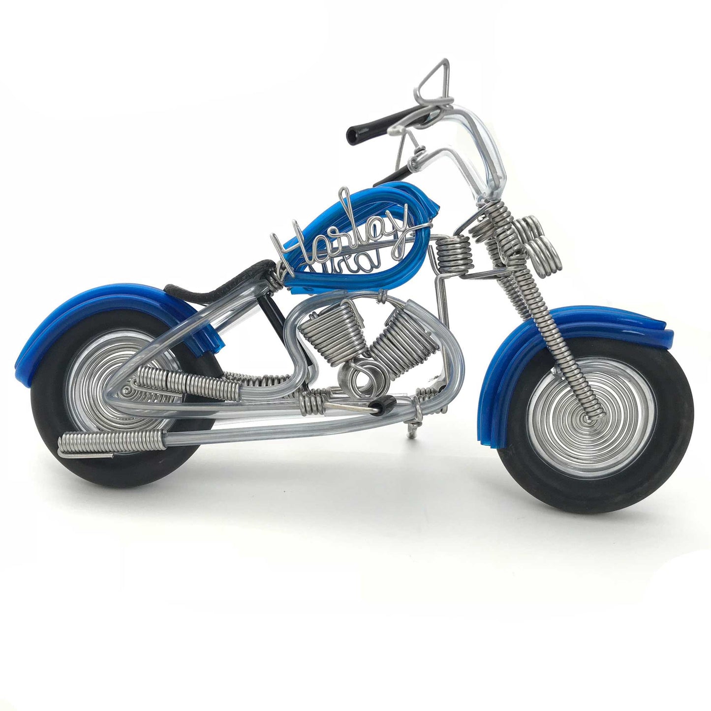 Miniature Wire Art cruiser motor bike hand-crafted from aluminium wire