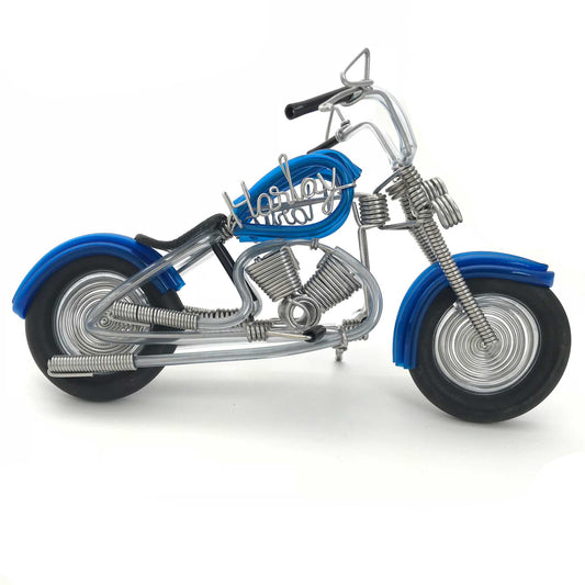 Miniature Wire Art cruiser motor bike hand-crafted from aluminium wire