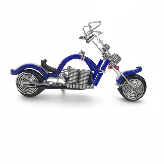 Miniature Wire Art cruiser motor bike hand-crafted from aluminium wire
