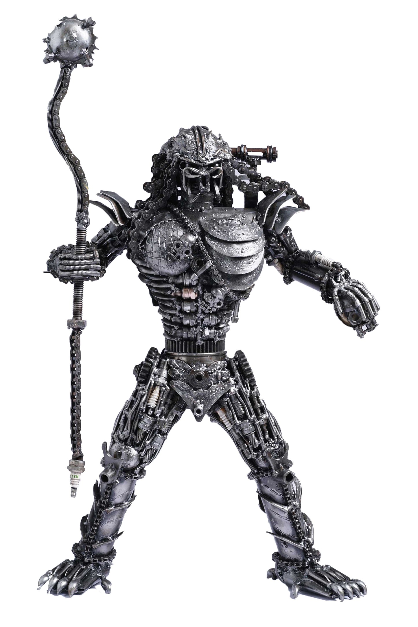 Predator metal action figure hand-crafted from junk auto parts