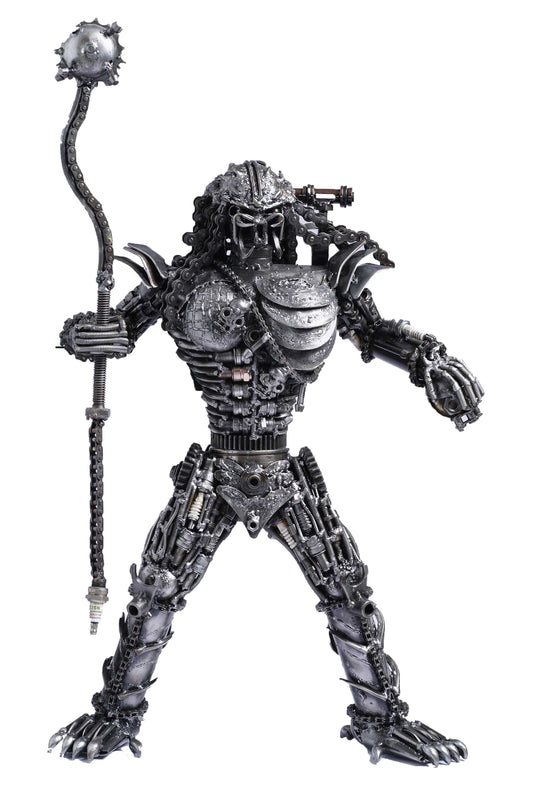 Predator metal action figure hand-crafted from junk auto parts
