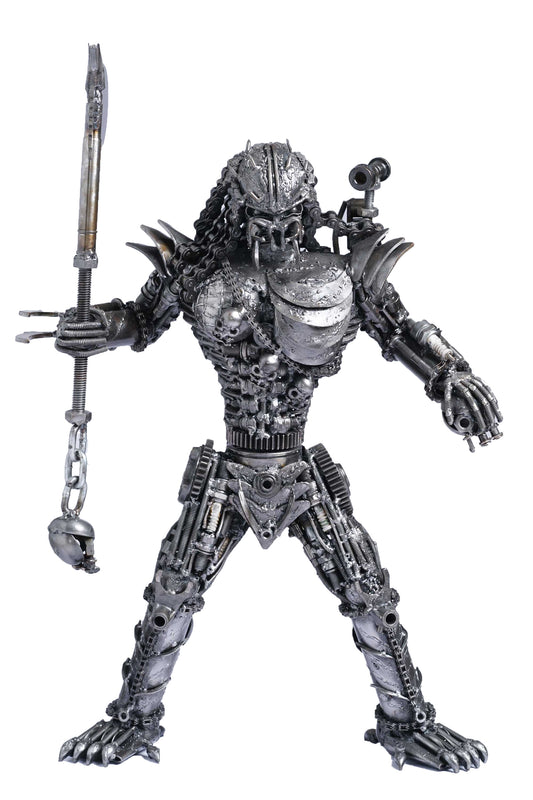 Predator metal action figure hand-crafted from junk auto parts