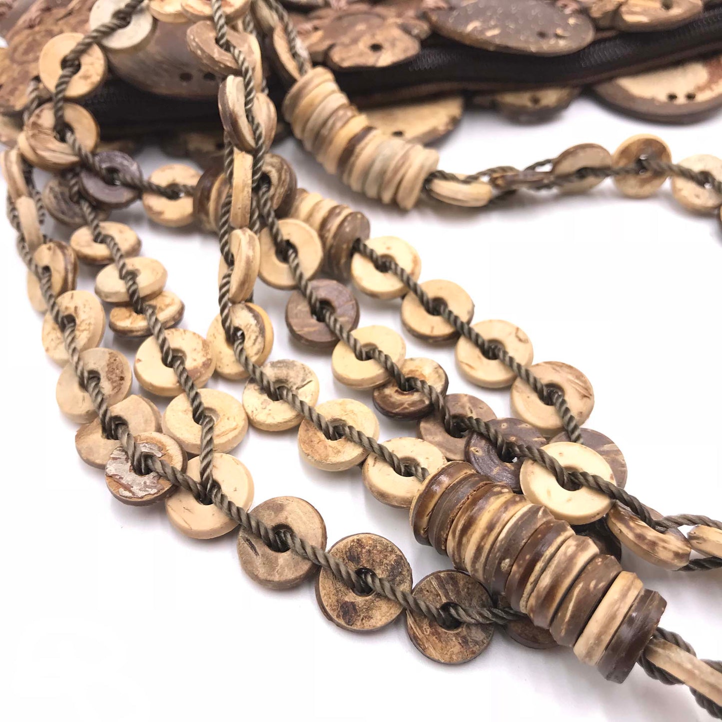 Sling bag hand-crafted from coconut shells