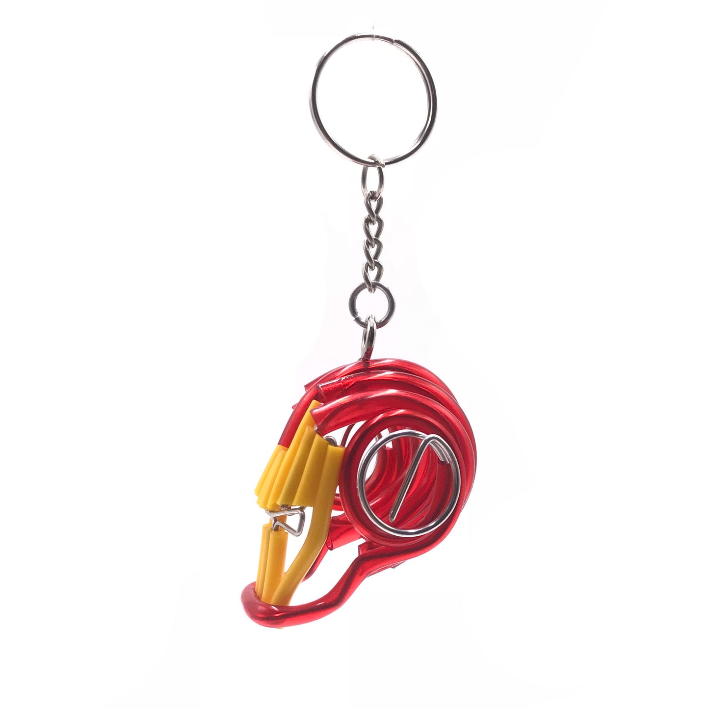 Miniature Wire art Iron Man Head Keychain hand-crafted from aluminium wire
