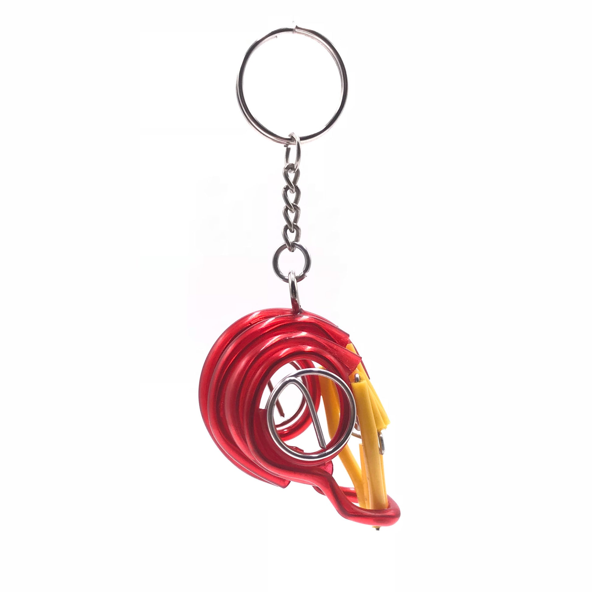 Miniature Wire art Iron Man Head Keychain hand-crafted from aluminium wire