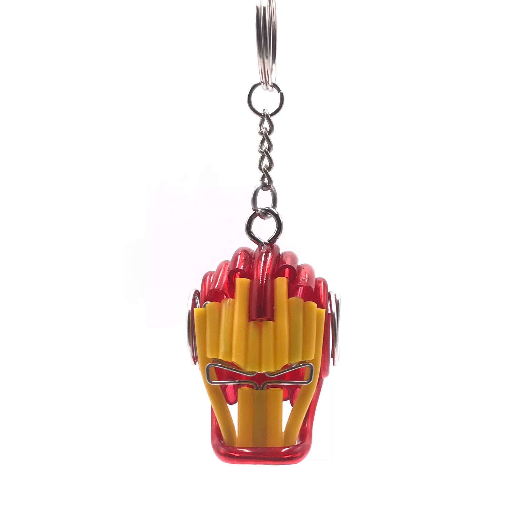 Miniature Wire art Iron Man Head Keychain hand-crafted from aluminium wire