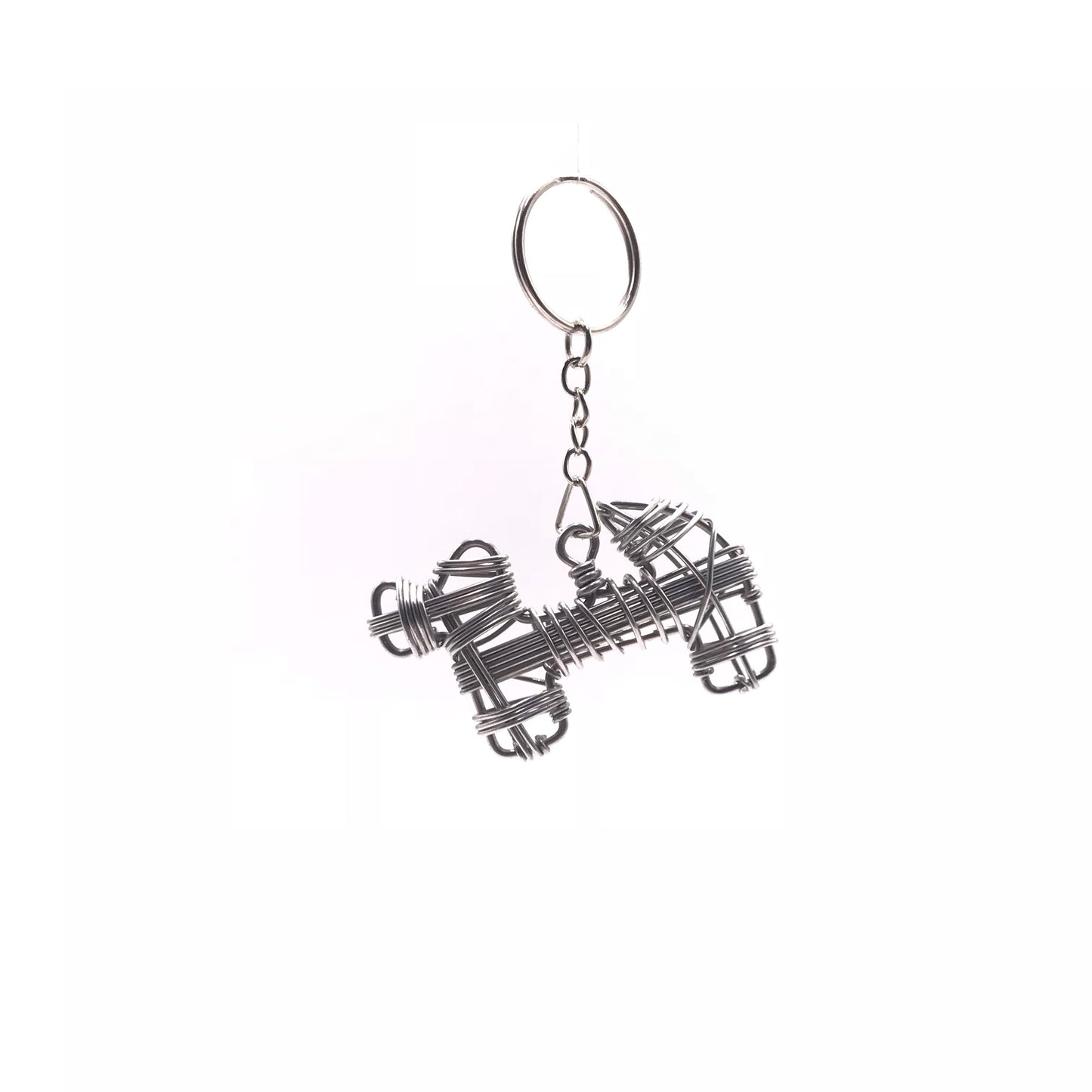Miniature Wire Art Dog keychain hand-crafted from aluminium wire