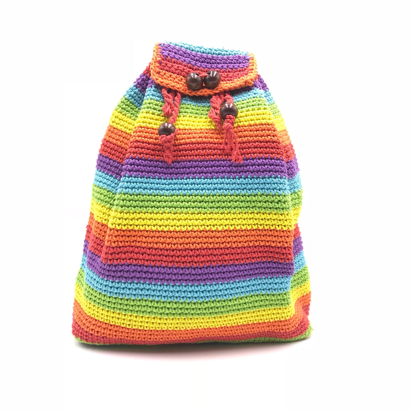 Crochet Rainbow backpack hand-crafted with crochet work