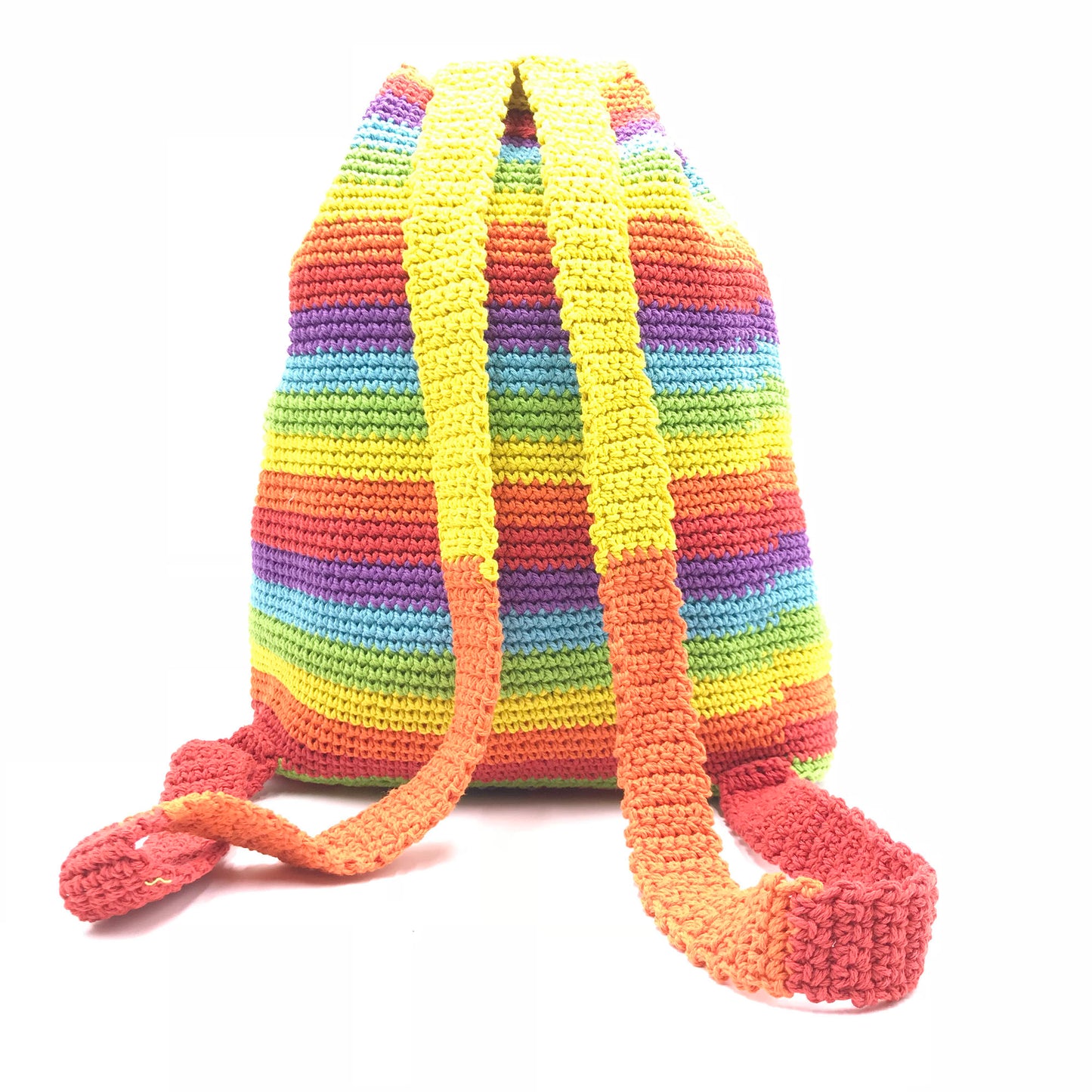 Crochet Rainbow backpack hand-crafted with crochet work