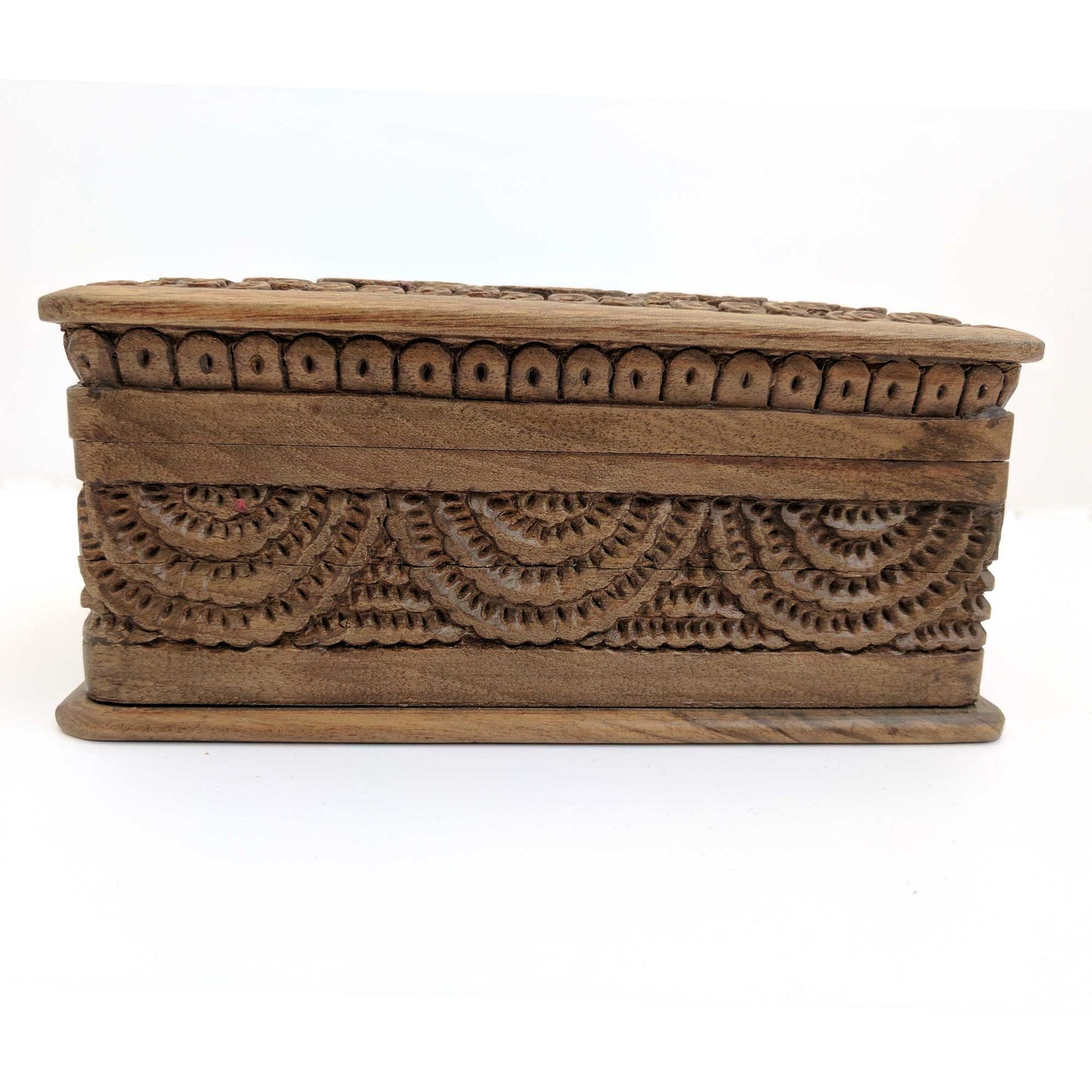 Wooden Secret Box made from Walnut Wood with circular design pattern