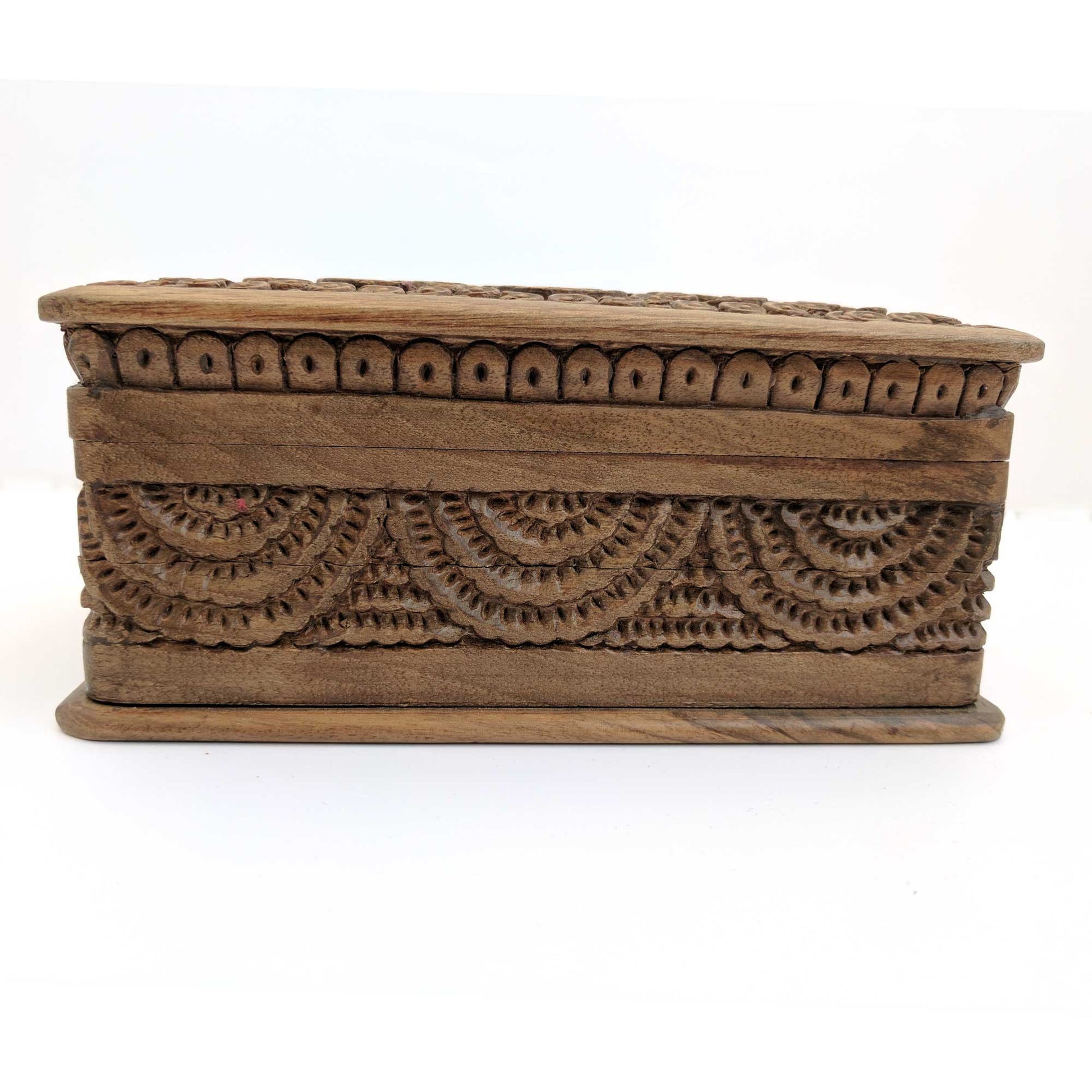 Wooden Secret Box made from Walnut Wood with circular design pattern