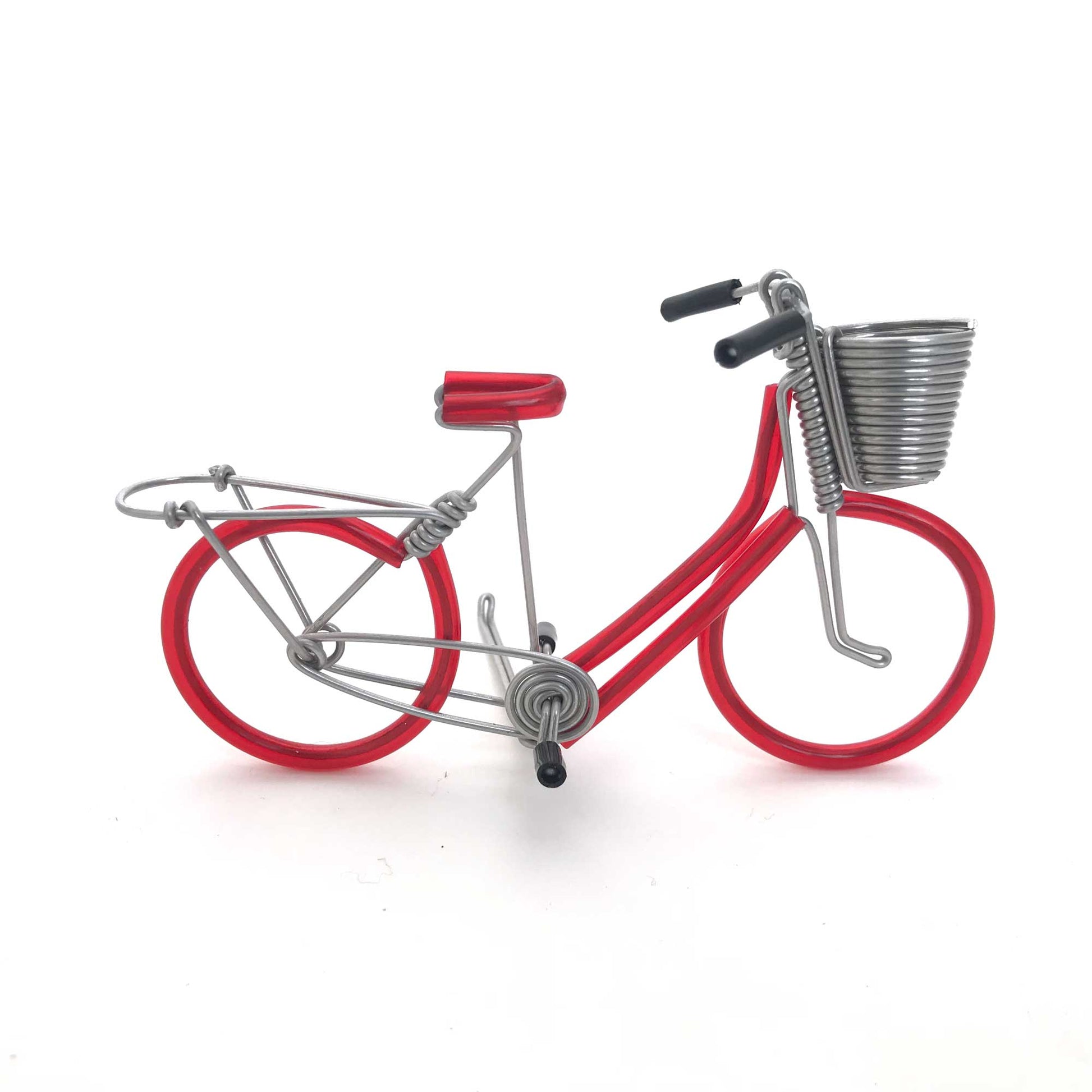 Miniature Wire Art Bicycle Basket hand-crafted from aluminium wire