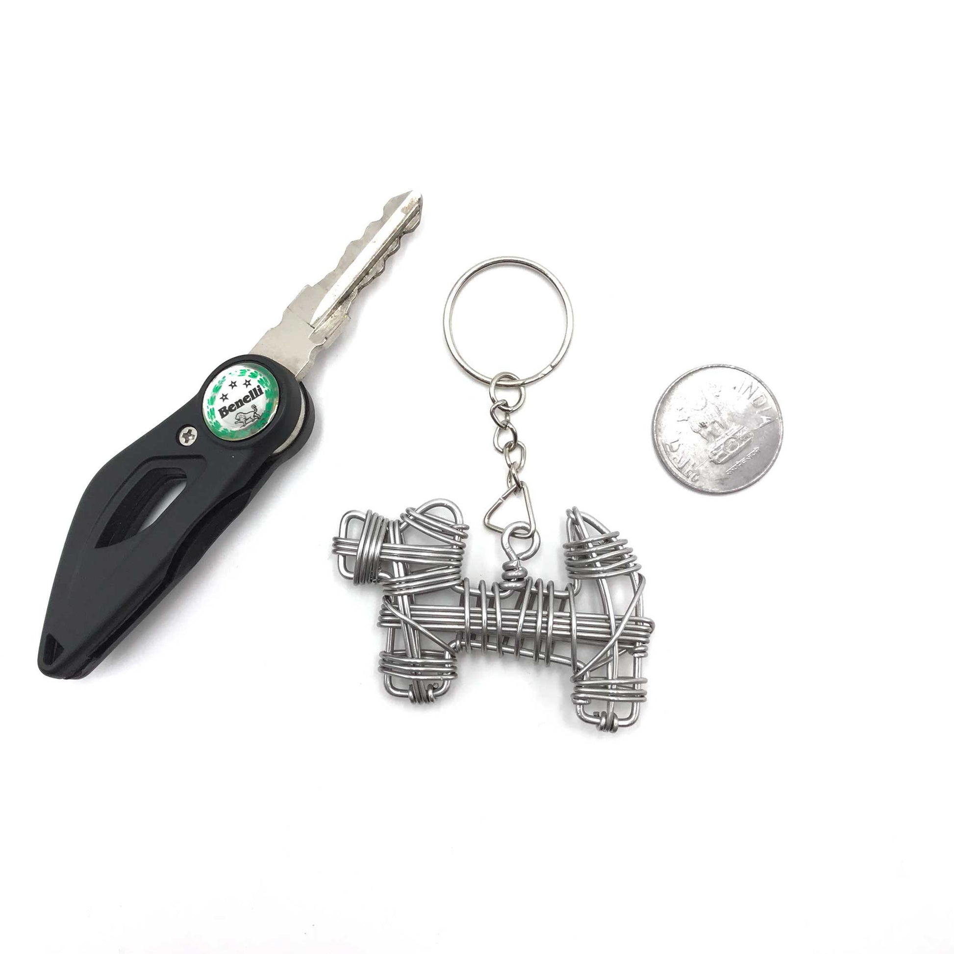 Miniature Wire Art Dog keychain hand-crafted from aluminium wire