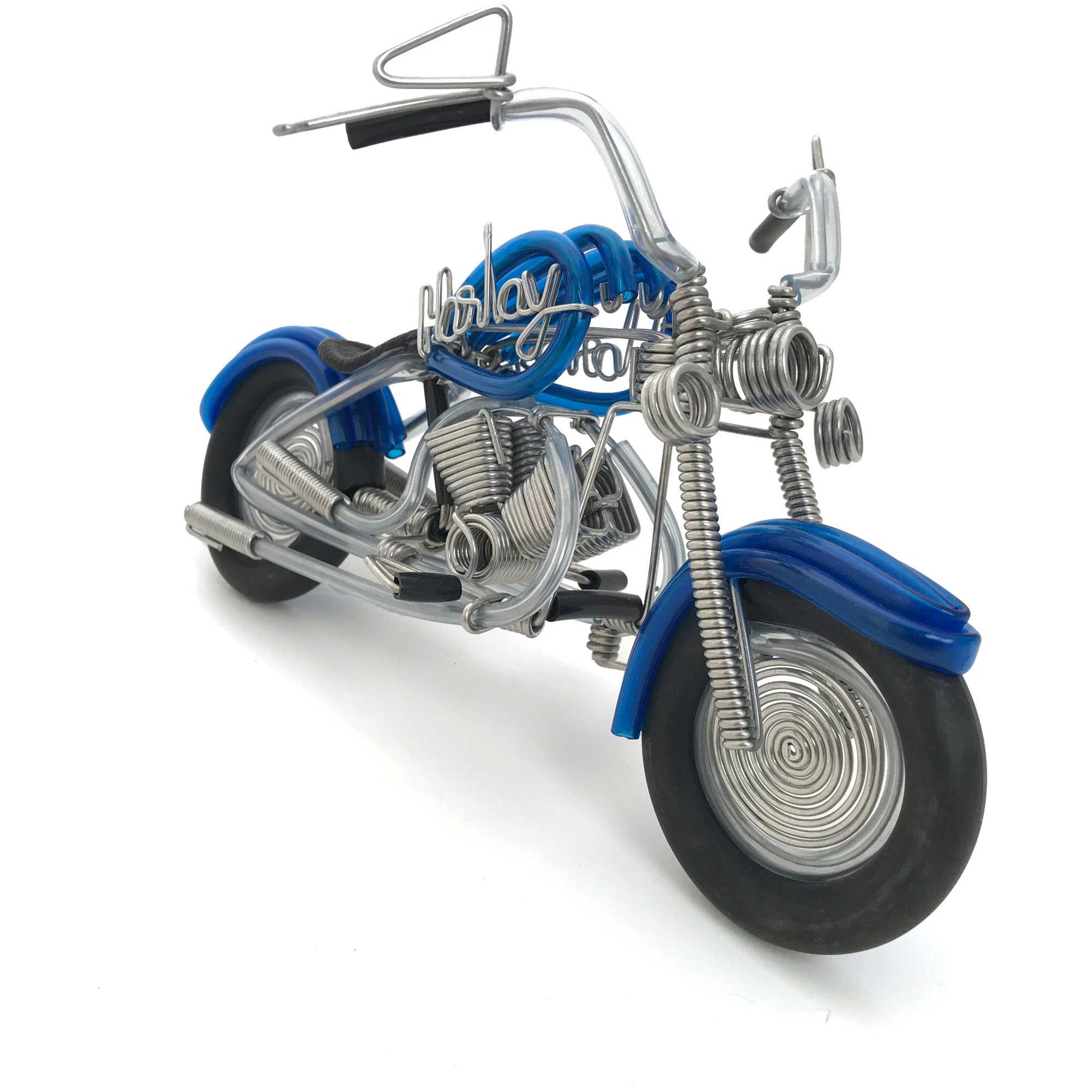 Miniature Wire Art cruiser motor bike hand-crafted from aluminium wire
