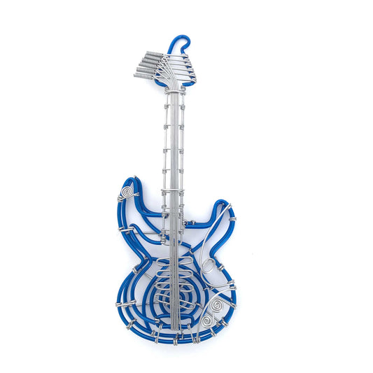 Miniature Wire Art Guitar hand-crafted from aluminium wire