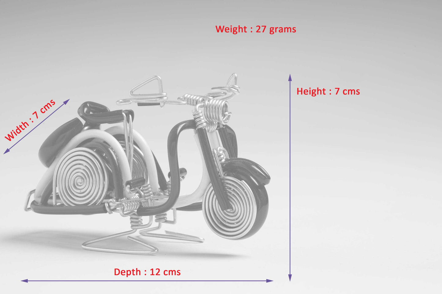 Miniature Wire Art Vespa Scooter hand-crafted from aluminium wire