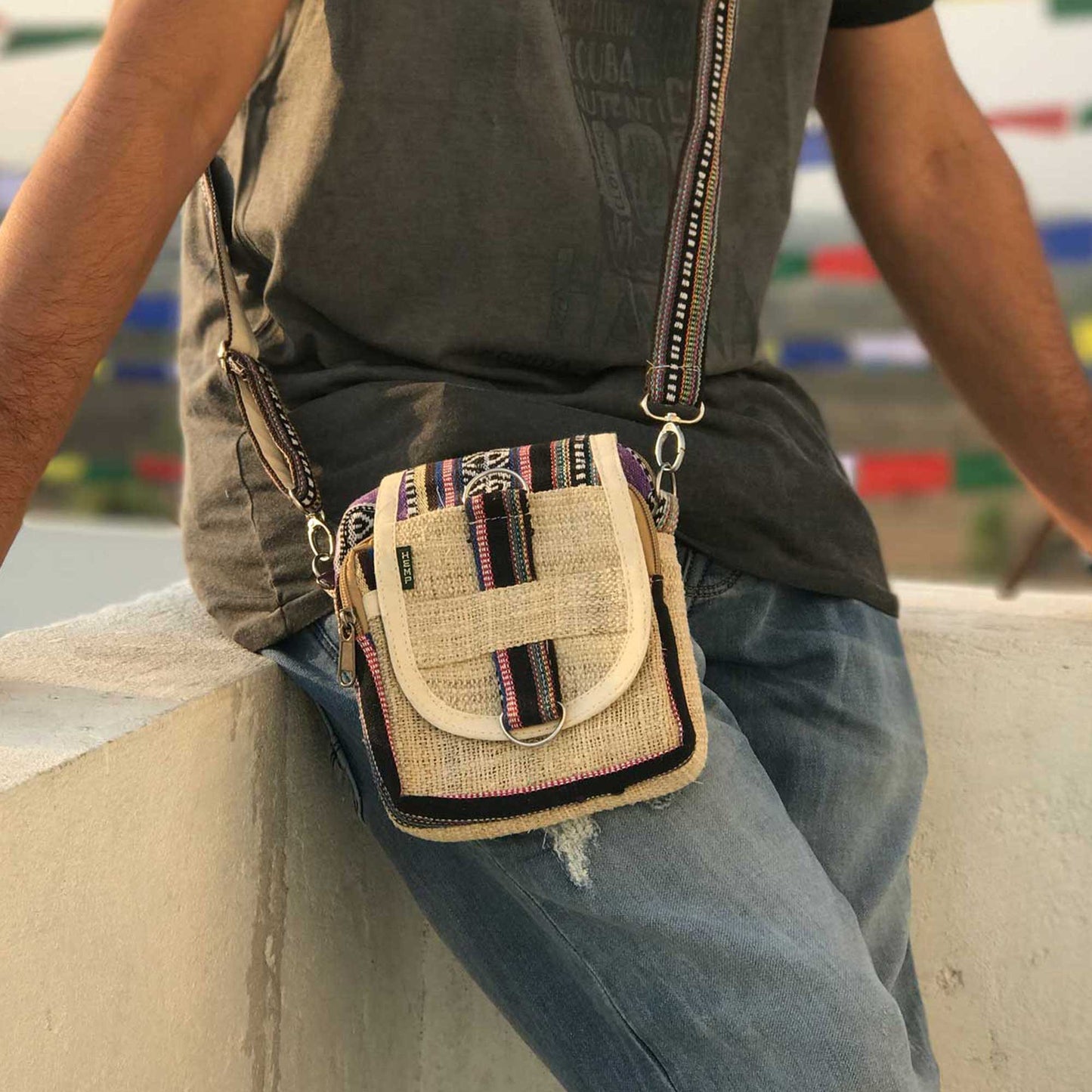HEMP Sling Bag made from 100% natural, organic and eco-friendly handwoven HEMP