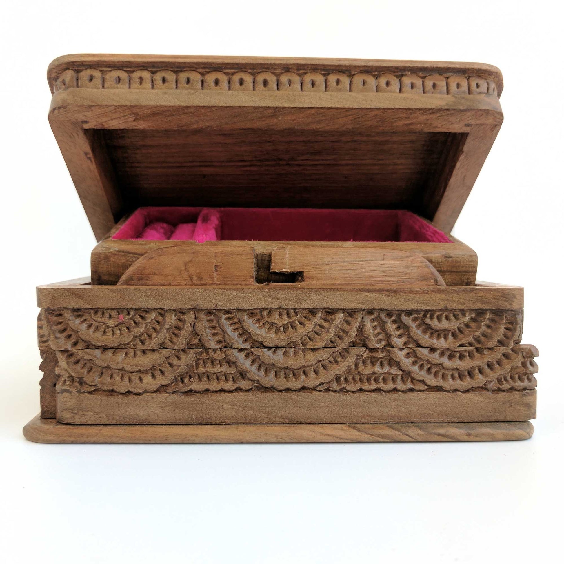 Wooden Secret Box made from Walnut Wood with circular design pattern