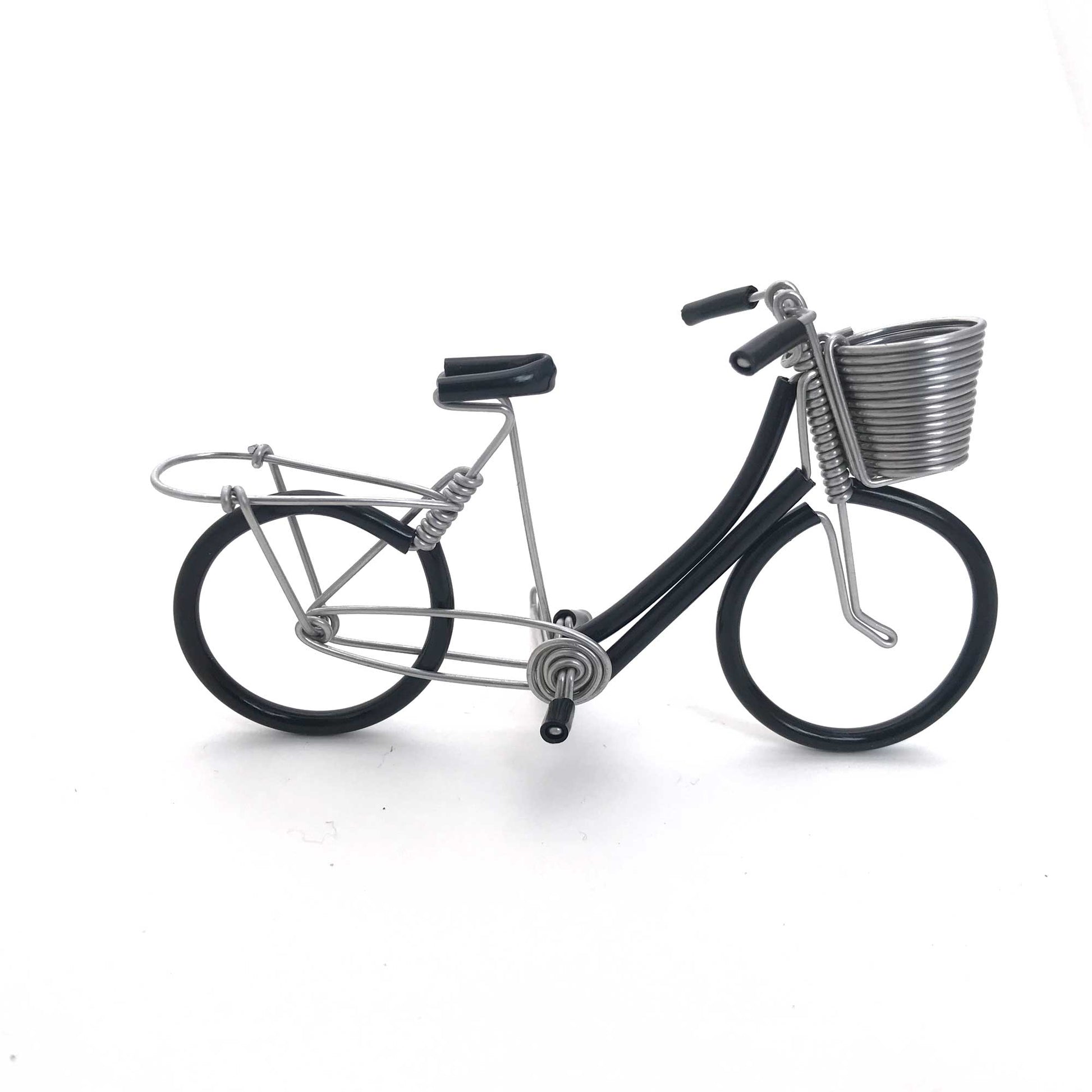 Miniature Wire Art Bicycle Basket hand-crafted from aluminium wire