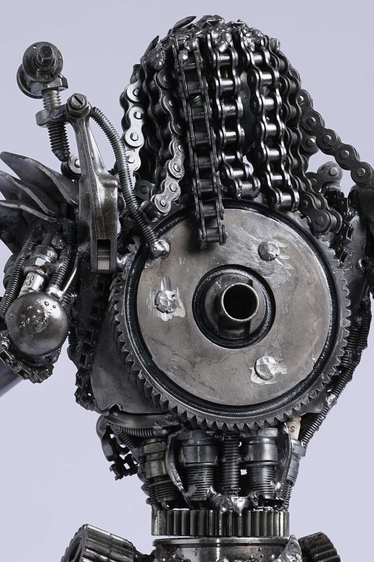Predator metal action figure hand-crafted from junk auto parts