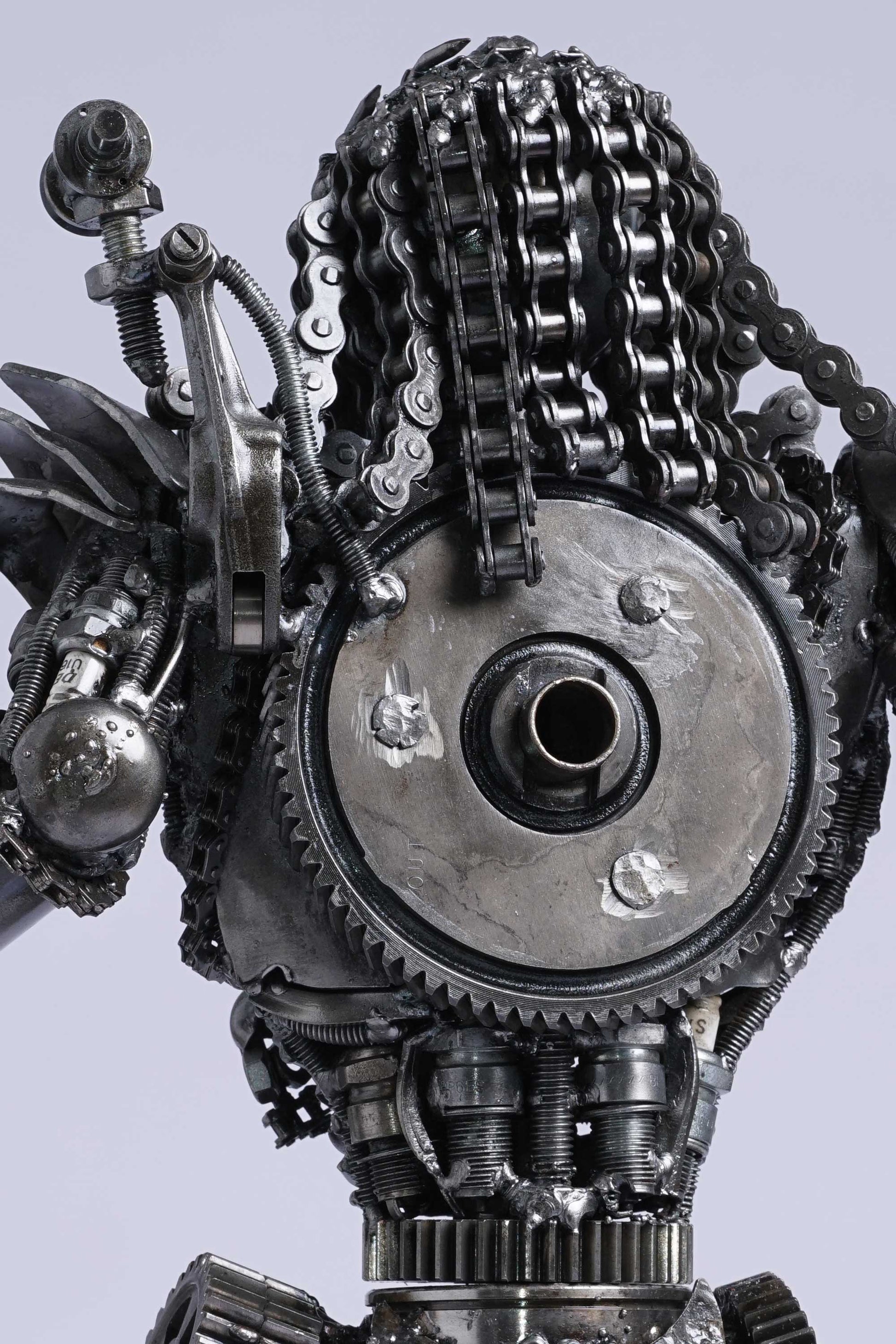 Predator metal action figure hand-crafted from junk auto parts