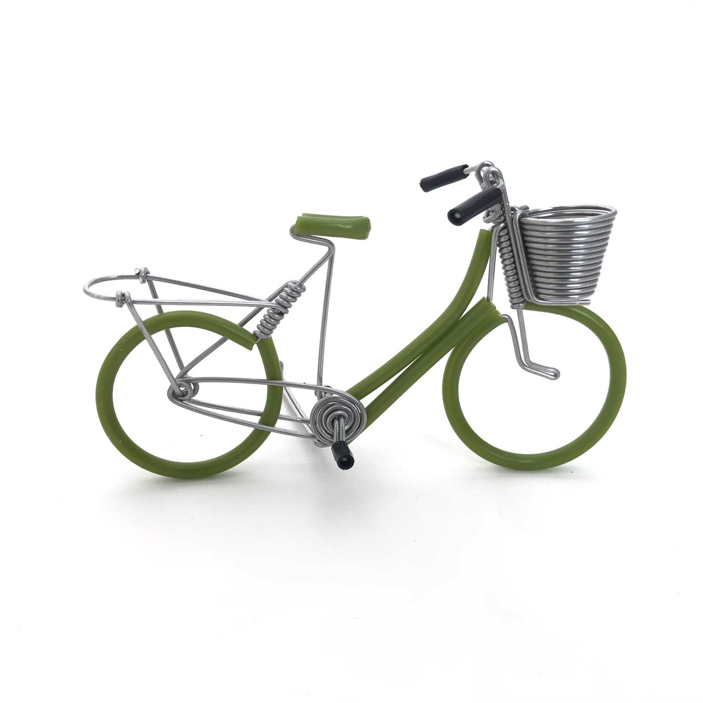 Miniature Wire Art Bicycle Basket hand-crafted from aluminium wire