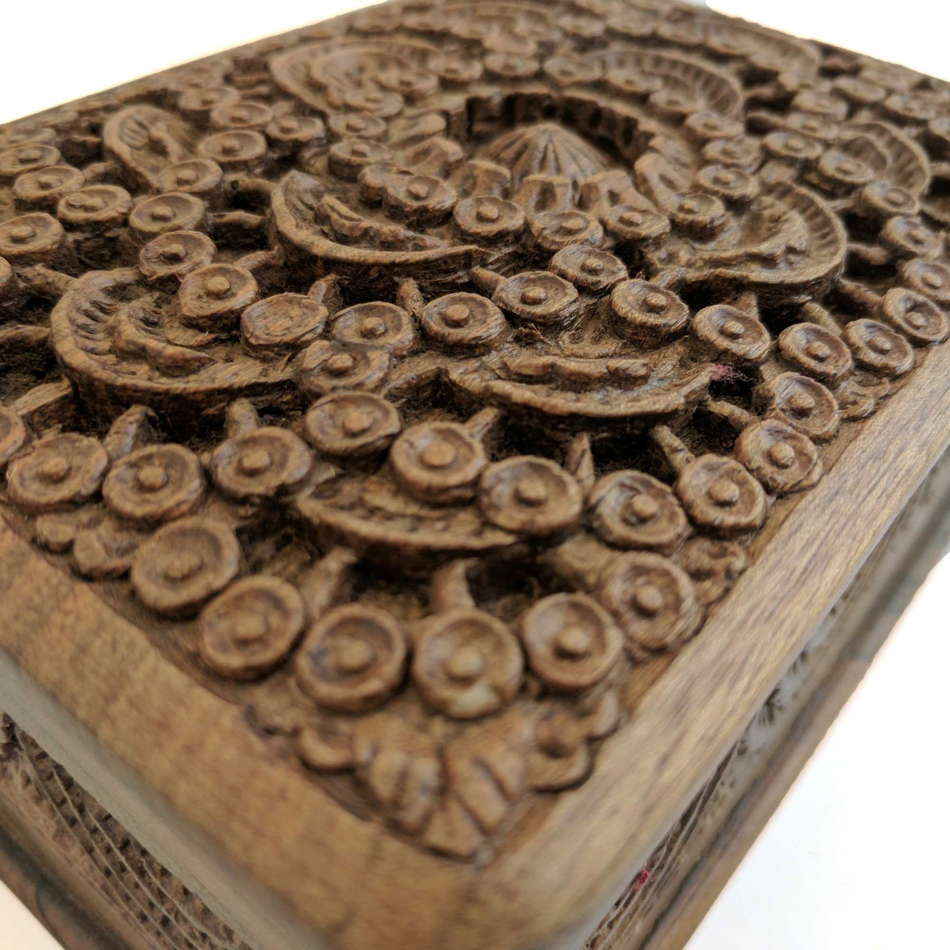 Wooden Secret Box made from Walnut Wood with circular design pattern