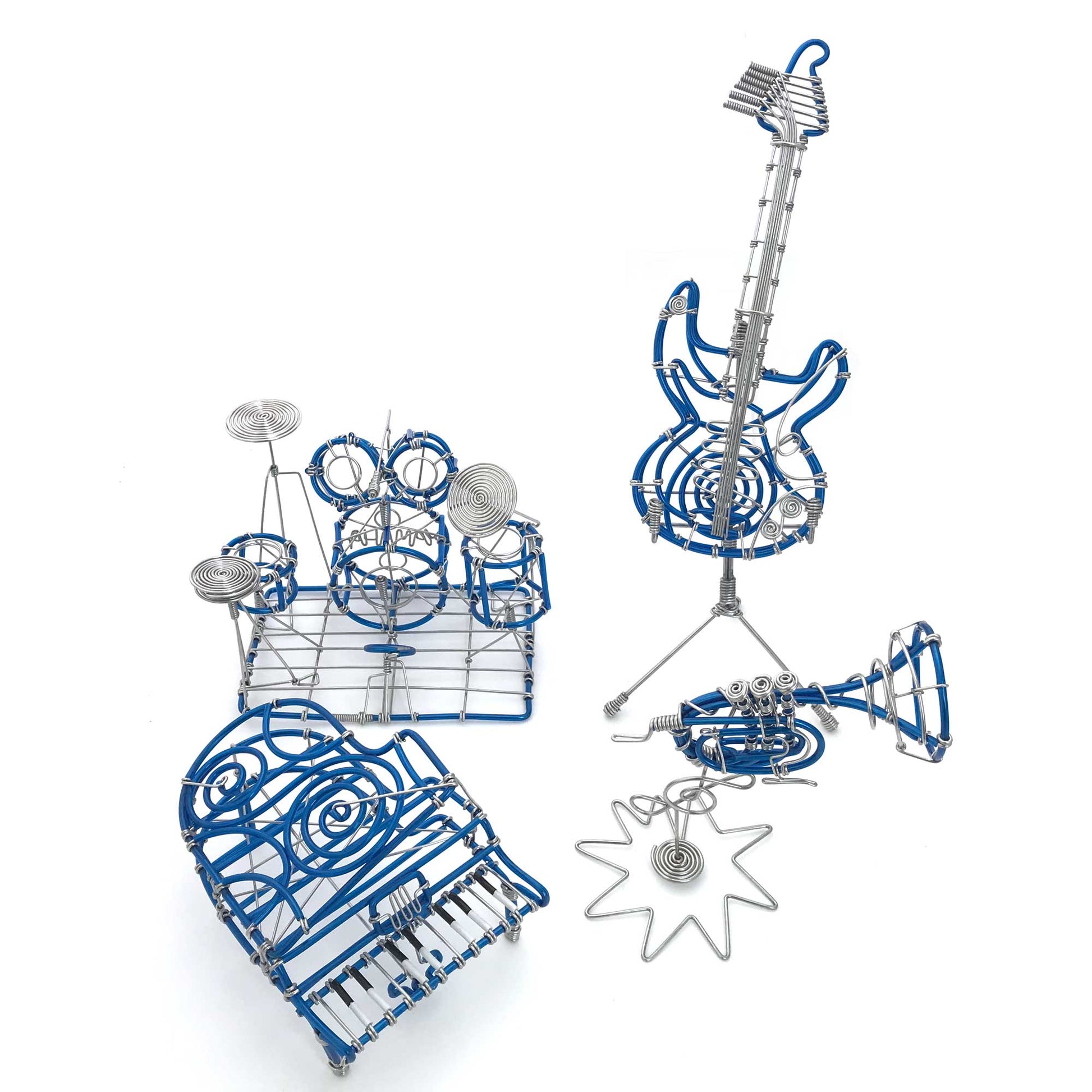 Miniature Wire Art Guitar hand-crafted from aluminium wire