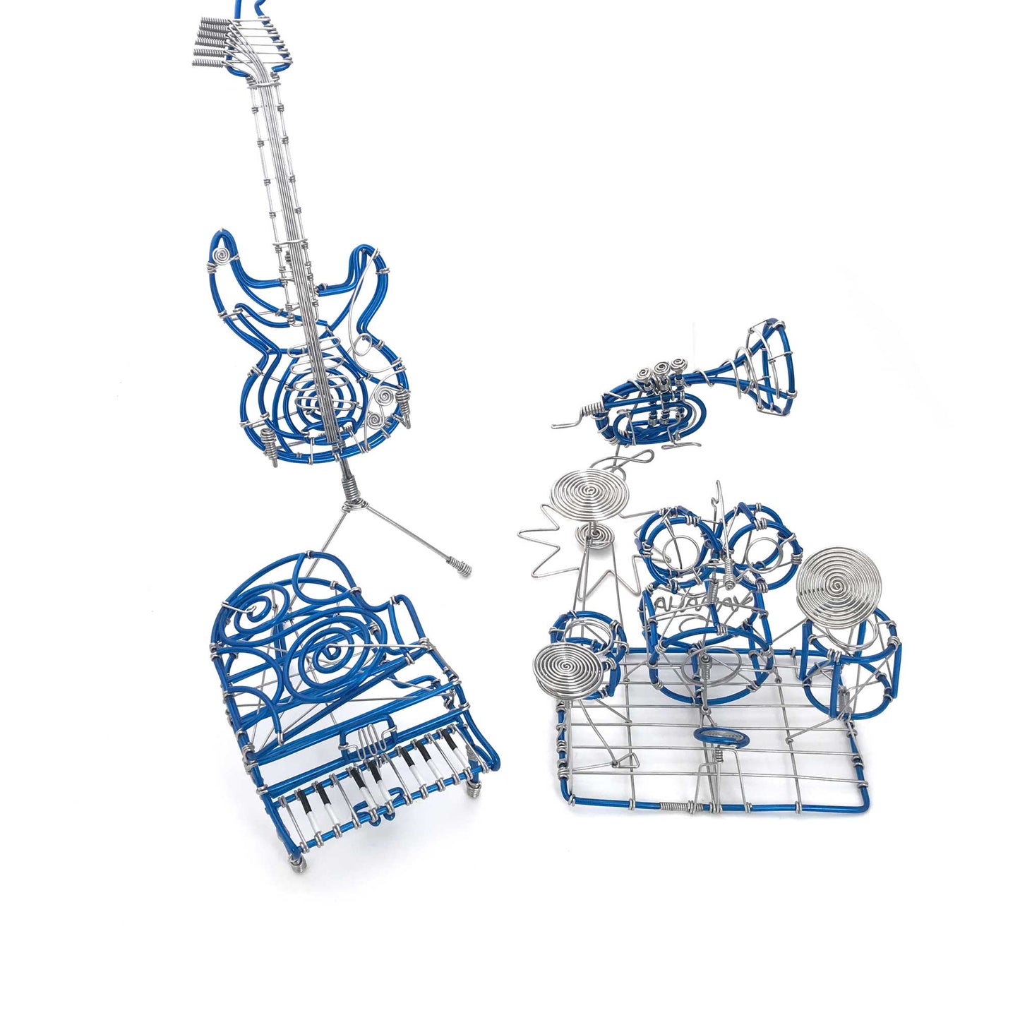 Miniature Wire Art Guitar hand-crafted from aluminium wire