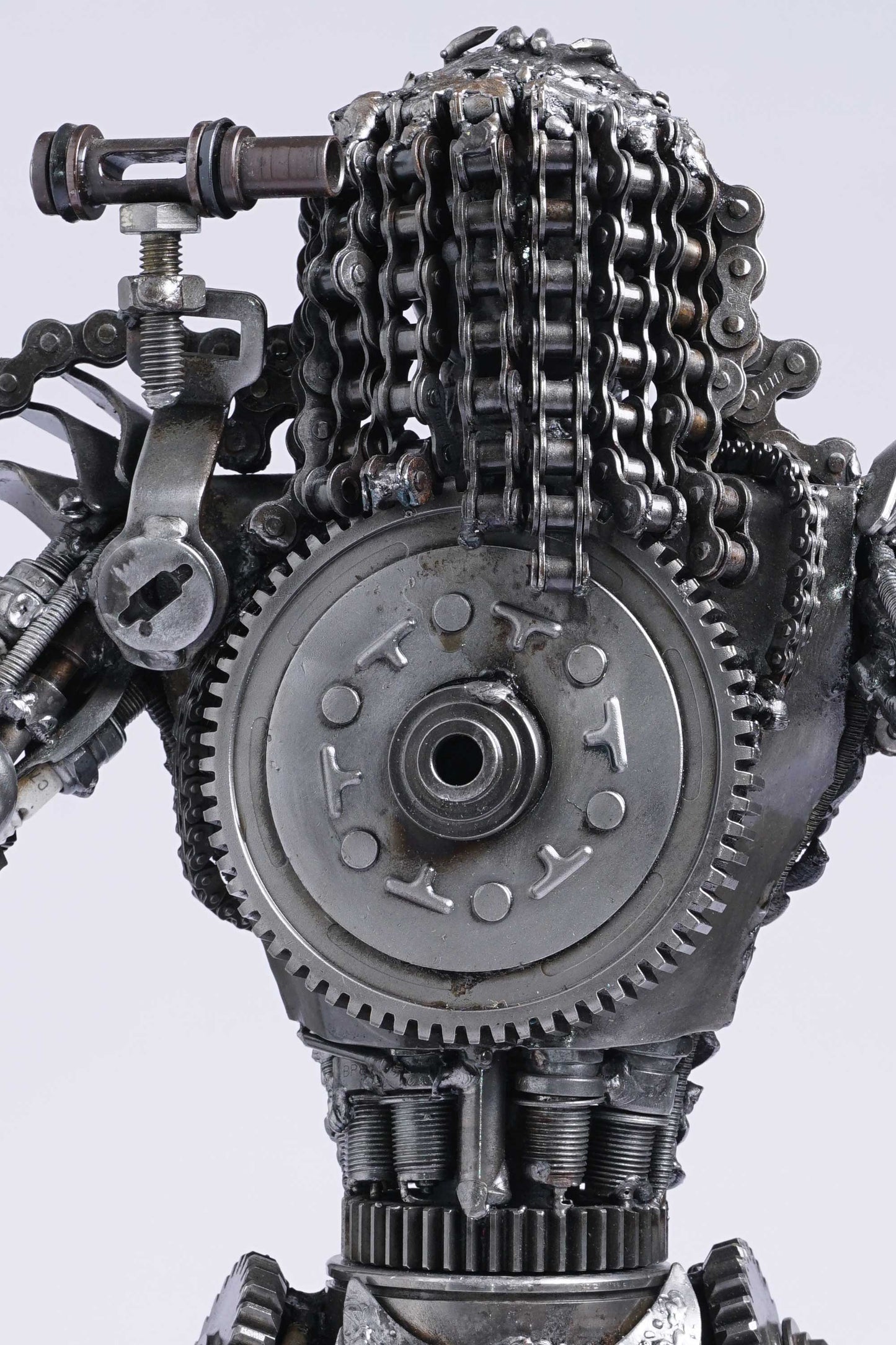 Predator metal action figure hand-crafted from junk auto parts
