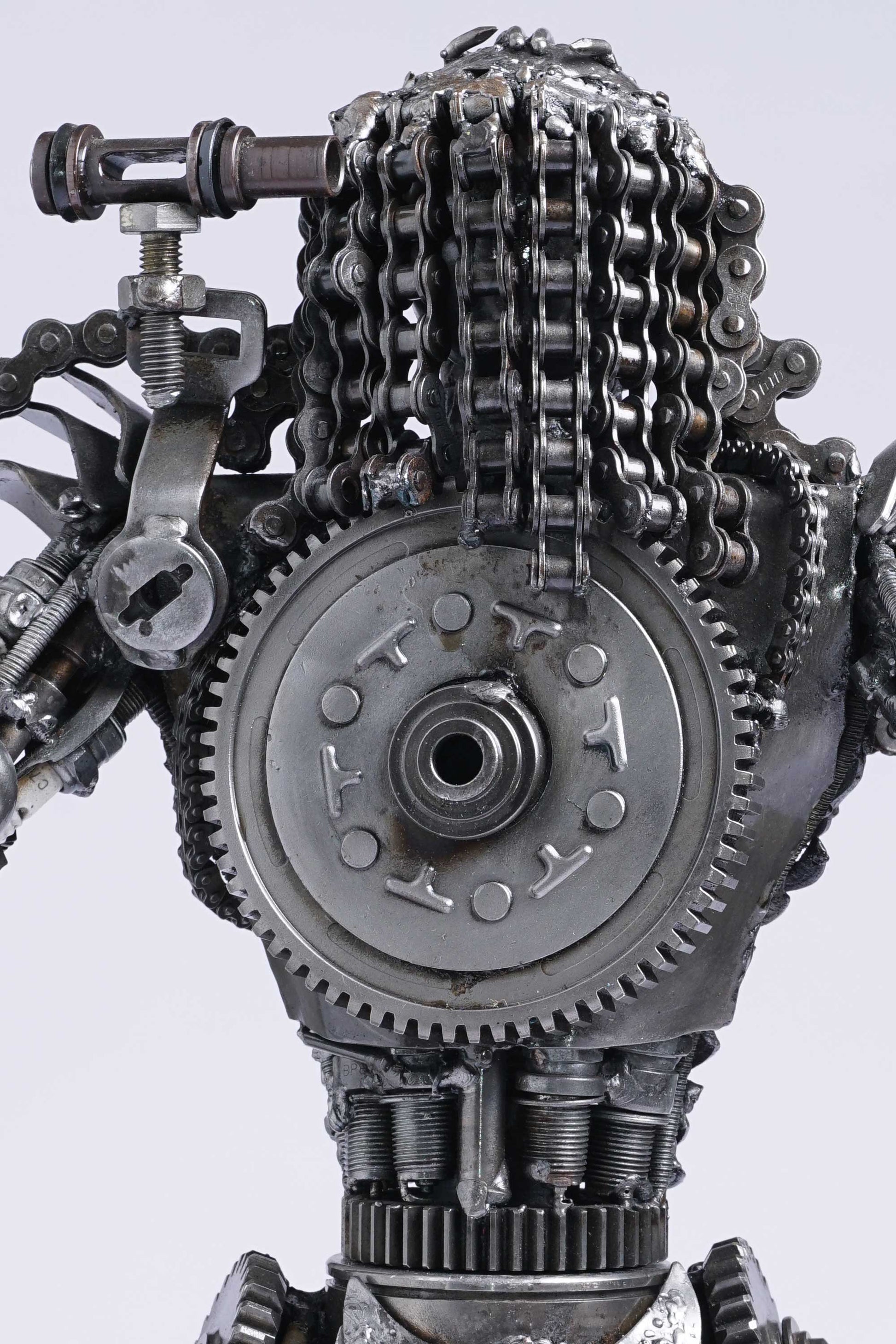 Predator metal action figure hand-crafted from junk auto parts
