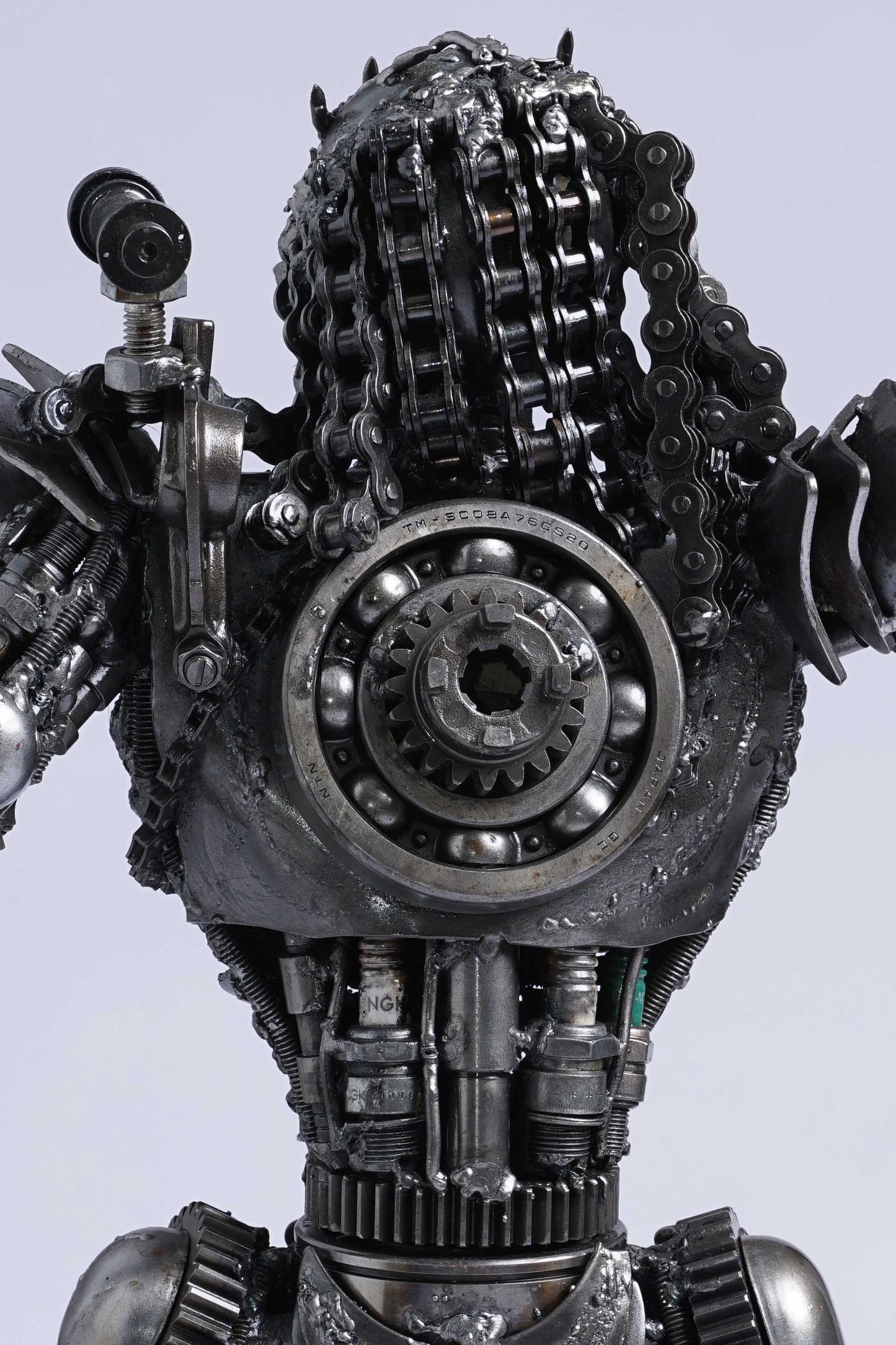 Predator metal action figure hand-crafted from junk auto parts