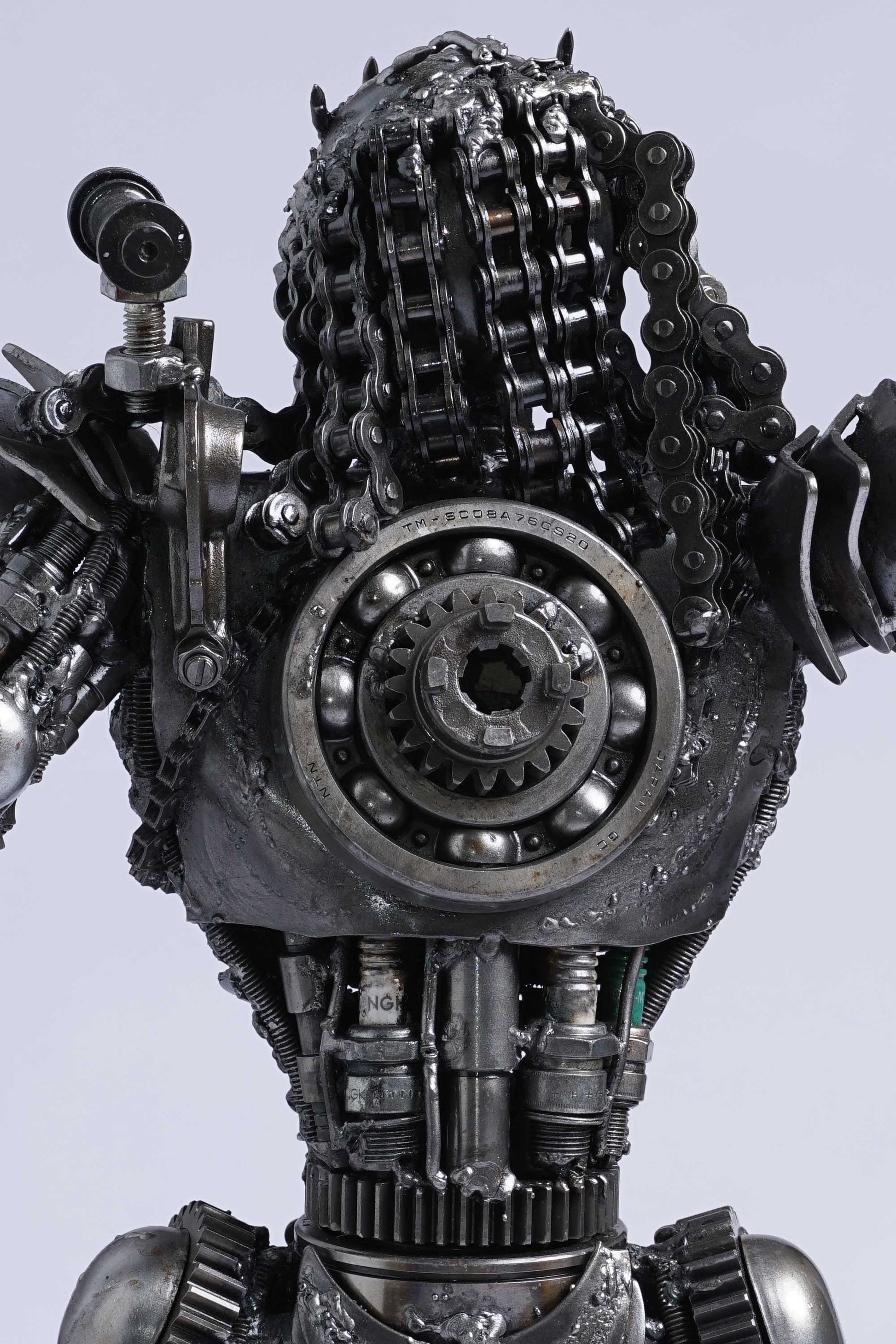 Predator metal action figure hand-crafted from junk auto parts