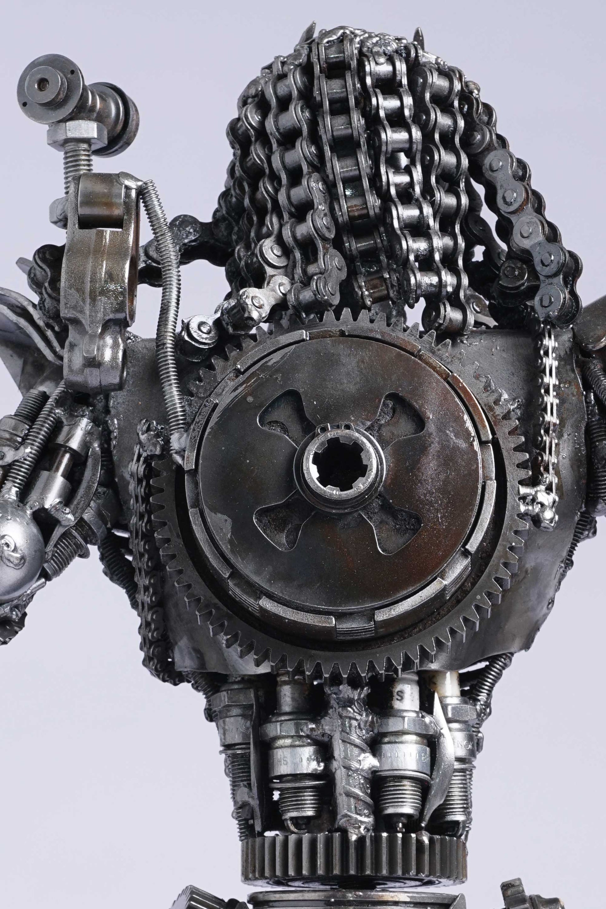 Predator metal action figure hand-crafted from junk auto parts