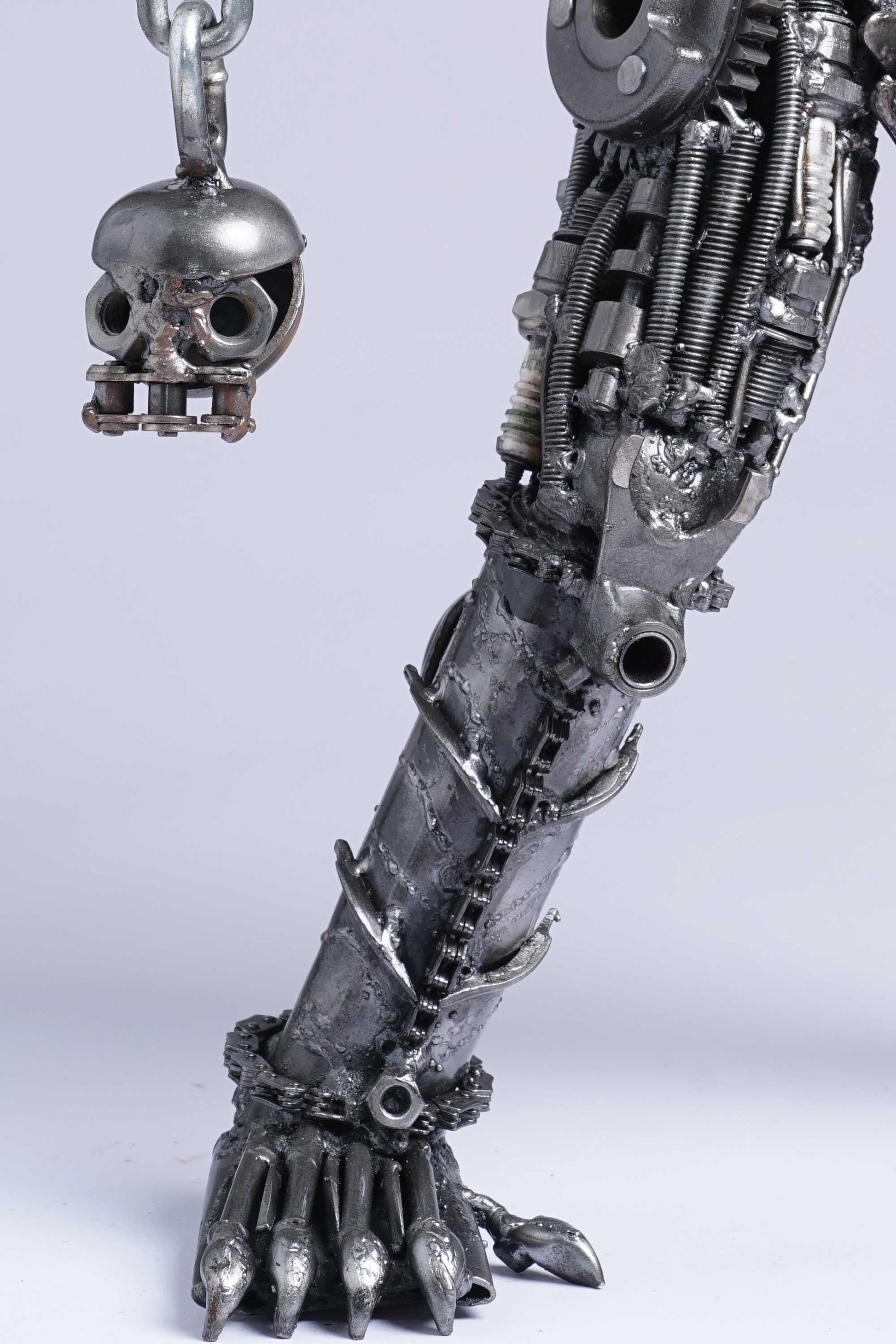 Predator metal action figure hand-crafted from junk auto parts