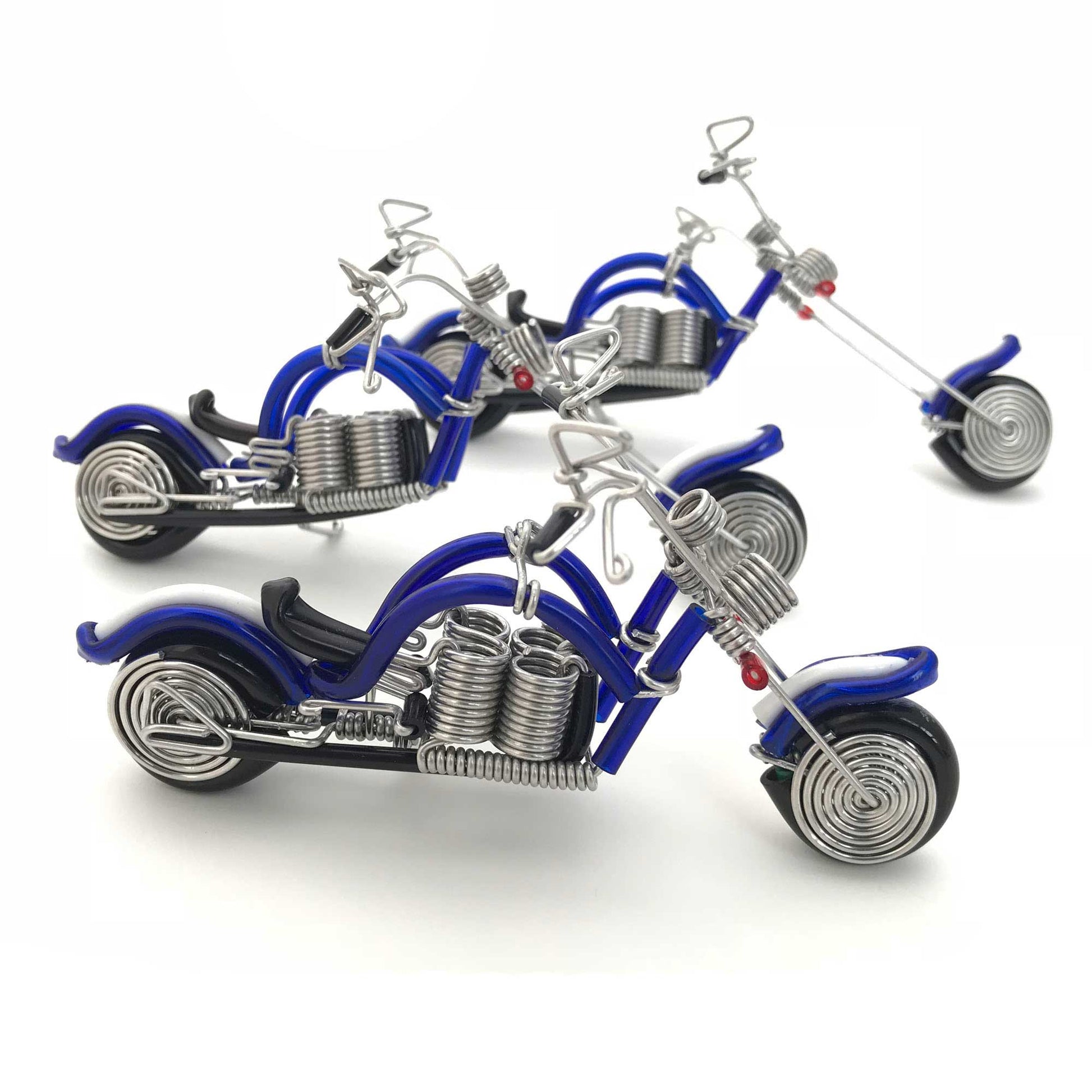 Miniature Wire Art cruiser motor bike hand-crafted from aluminium wire