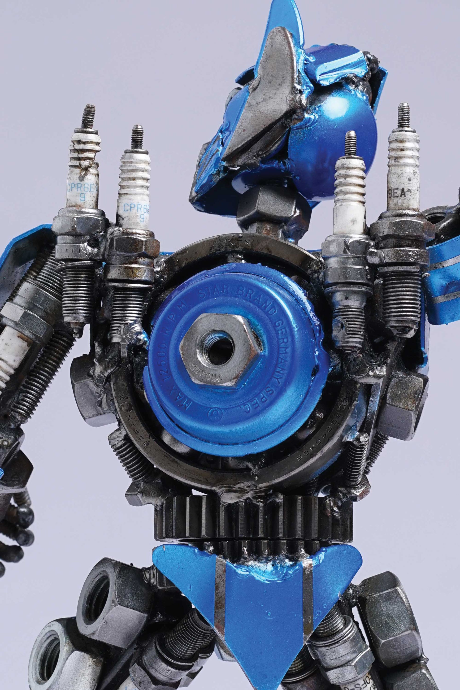 Transformers Optimus Prime metal action figure hand-crafted from junk auto parts with attention to detail