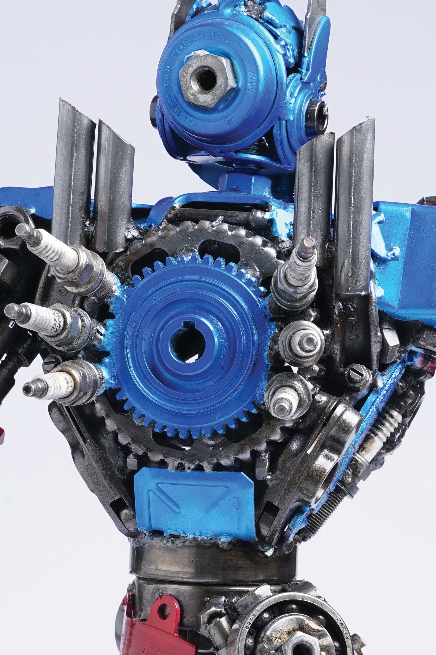 Transformers Optimus Prime metal action figure hand-crafted from junk auto parts with attention to detail
