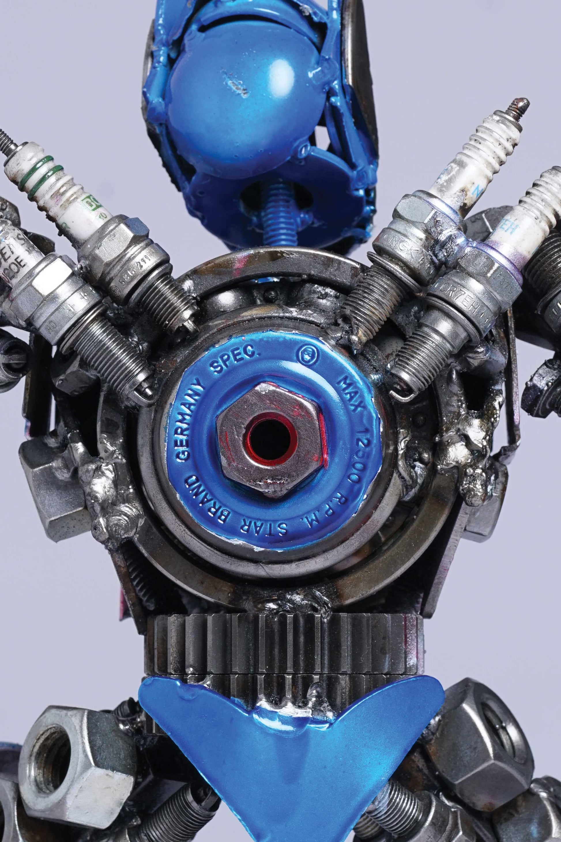 Transformers Optimus Prime metal action figure hand-crafted from junk auto parts with attention to detail