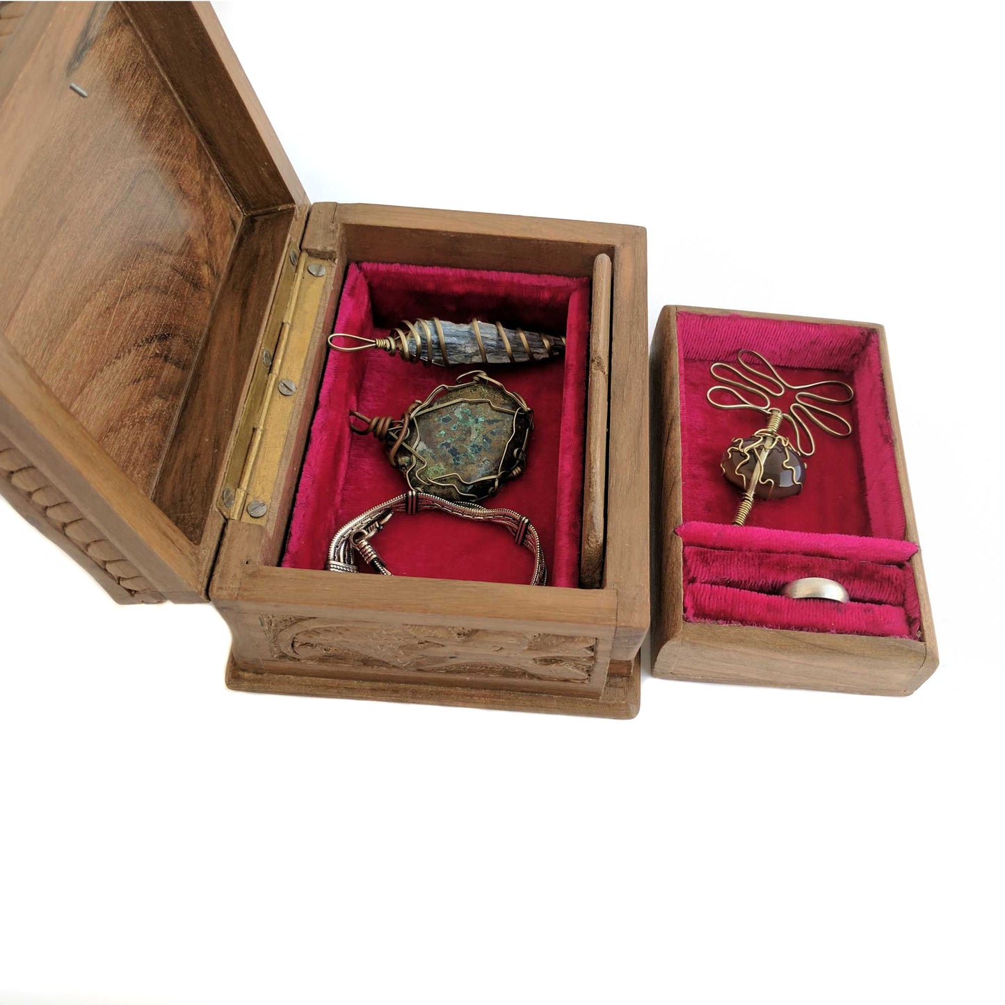 Wooden Secret Box made from Walnut Wood with dragon design