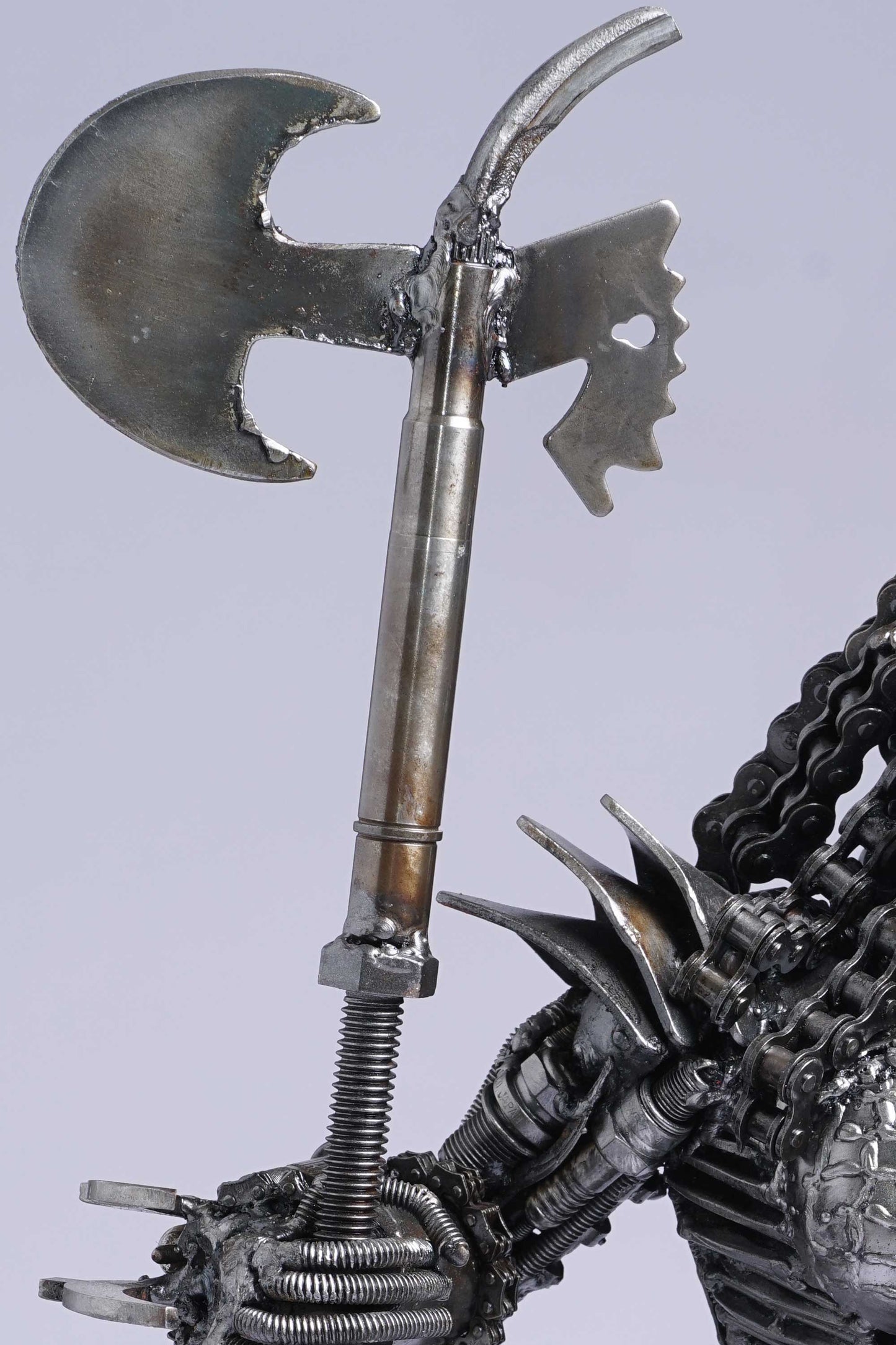 Predator metal action figure hand-crafted from junk auto parts