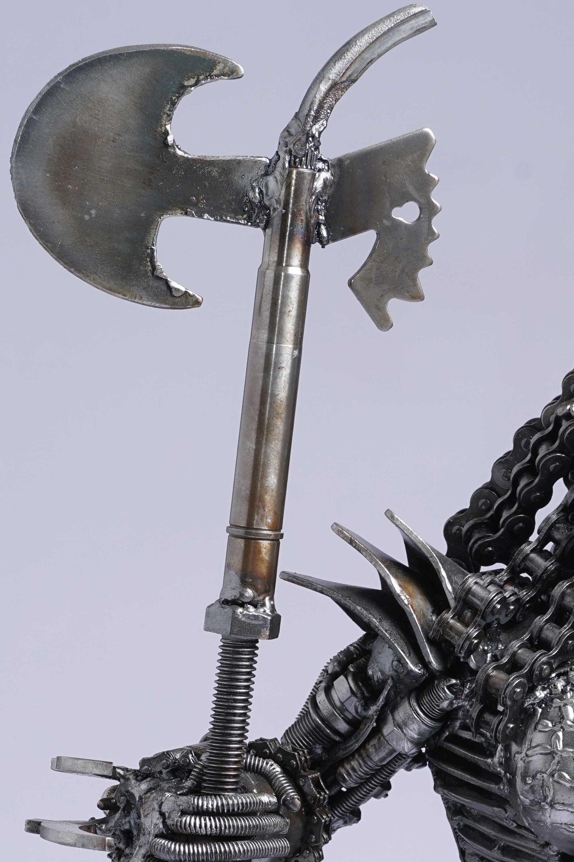 Predator metal action figure hand-crafted from junk auto parts