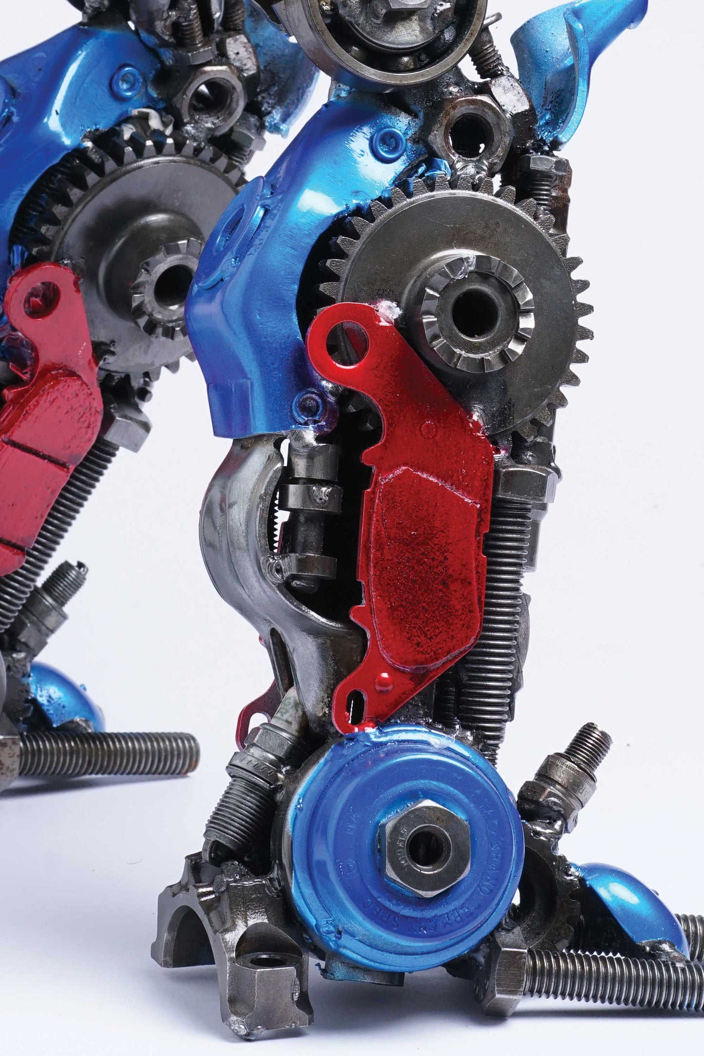 Transformers Optimus Prime metal action figure hand-crafted from junk auto parts with attention to detail
