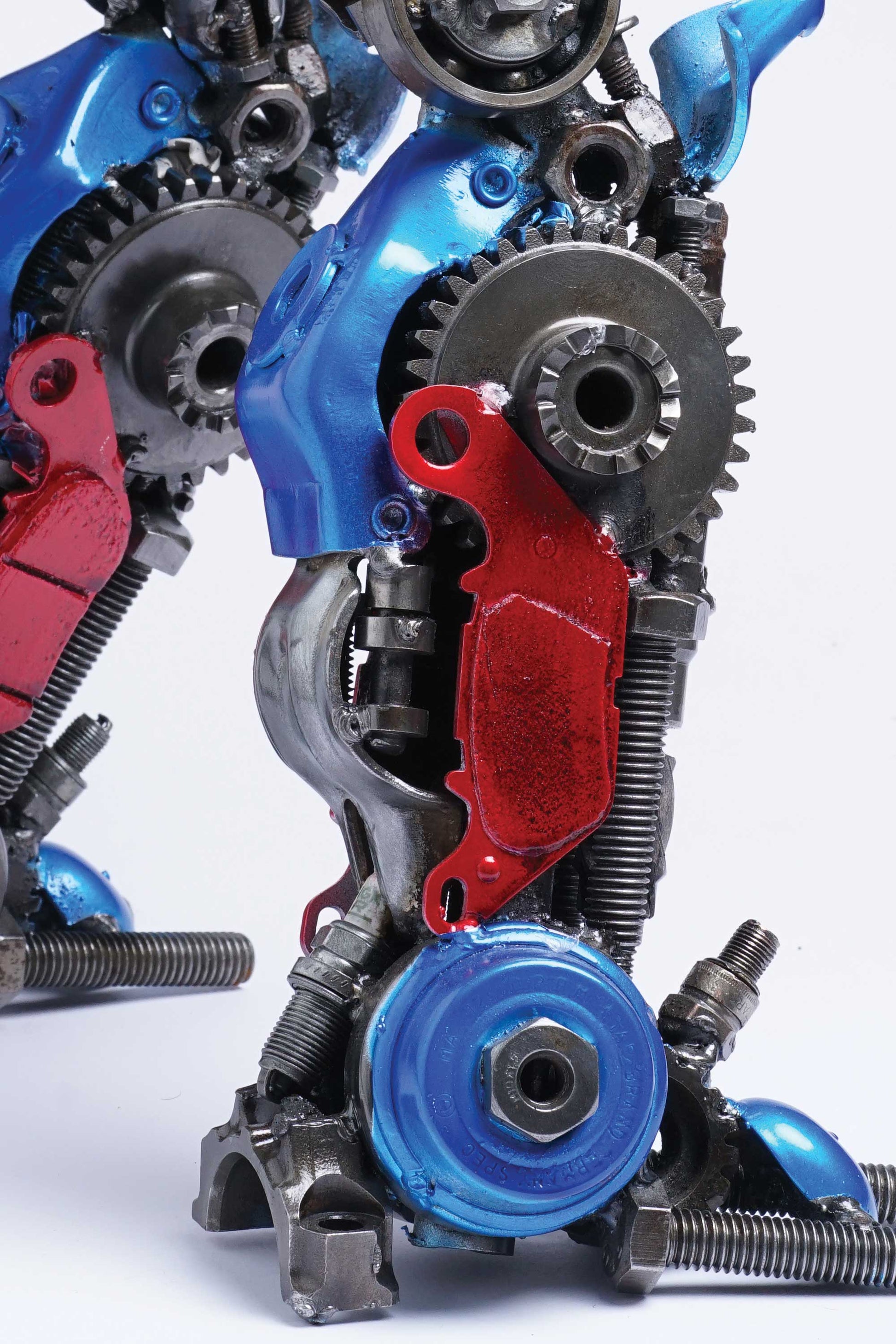 Transformers Optimus Prime metal action figure hand-crafted from junk auto parts with attention to detail