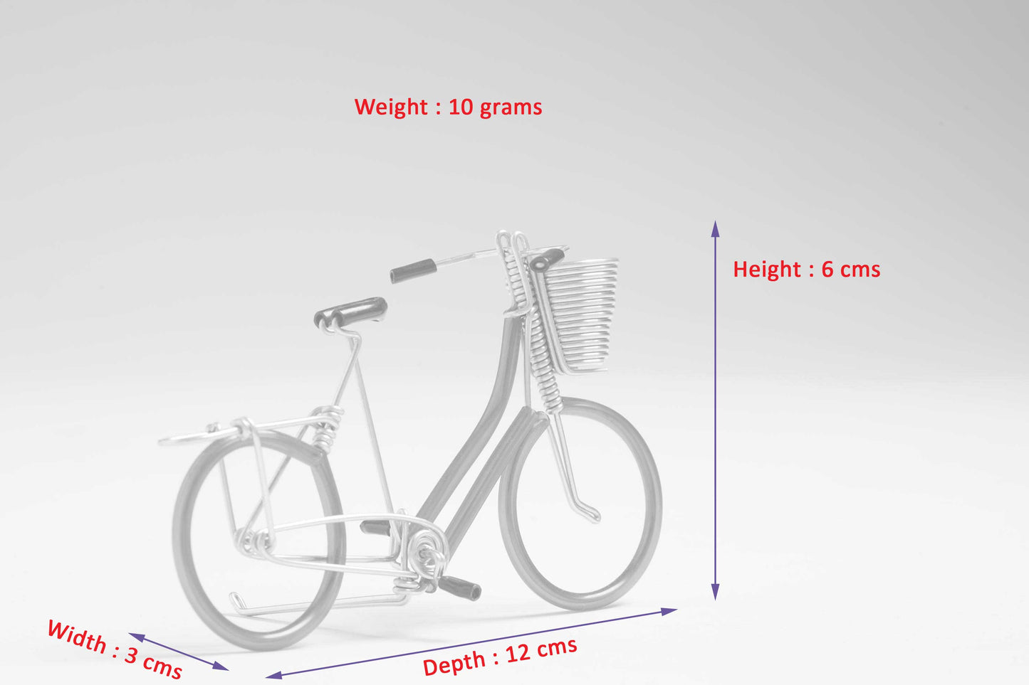 Miniature Wire Art Bicycle Basket hand-crafted from aluminium wire