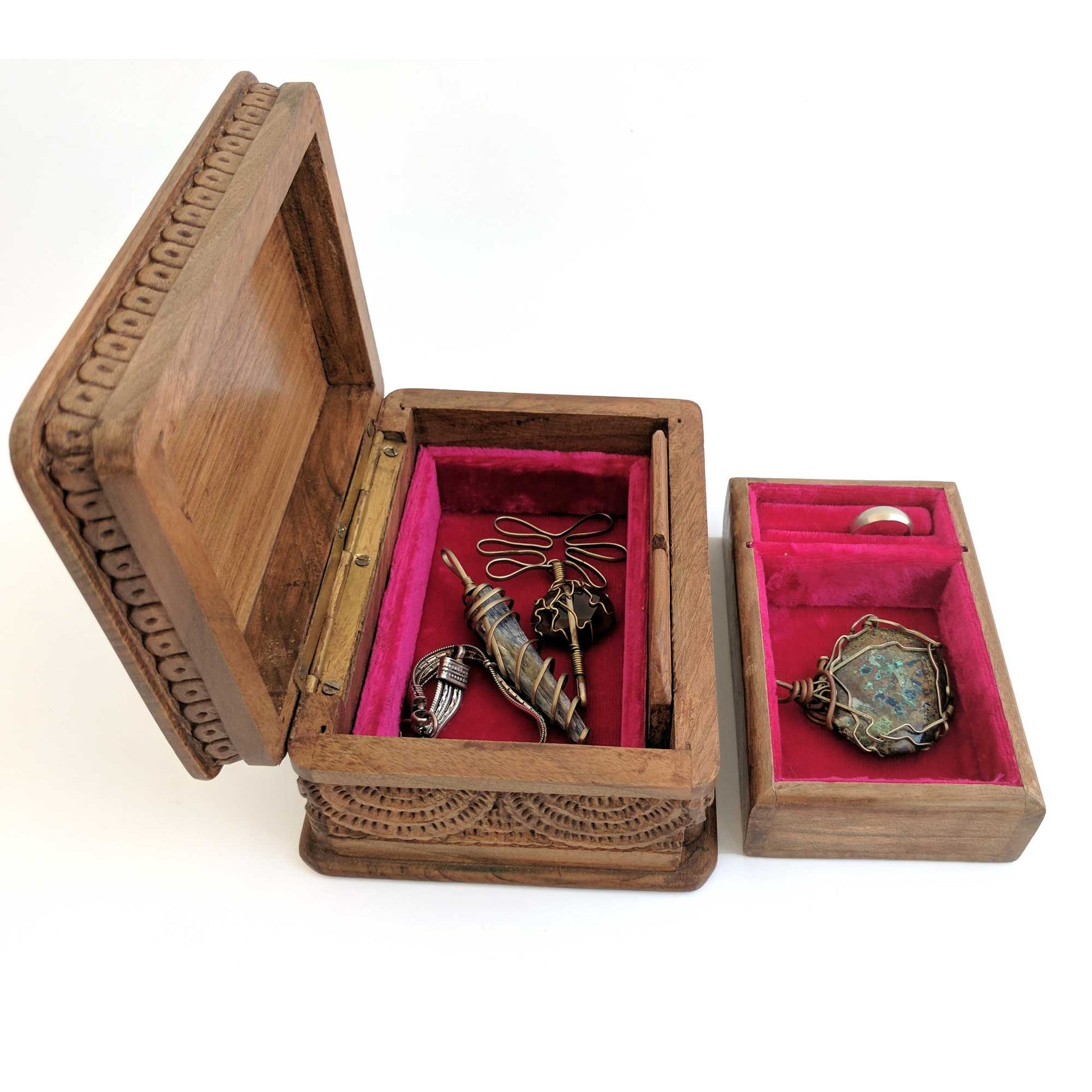 Wooden Secret Box made from Walnut Wood with circular design pattern