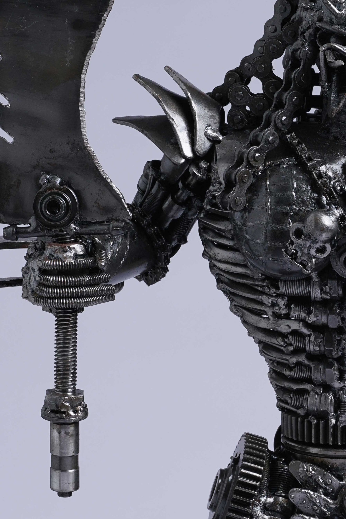 Predator metal action figure hand-crafted from junk auto parts