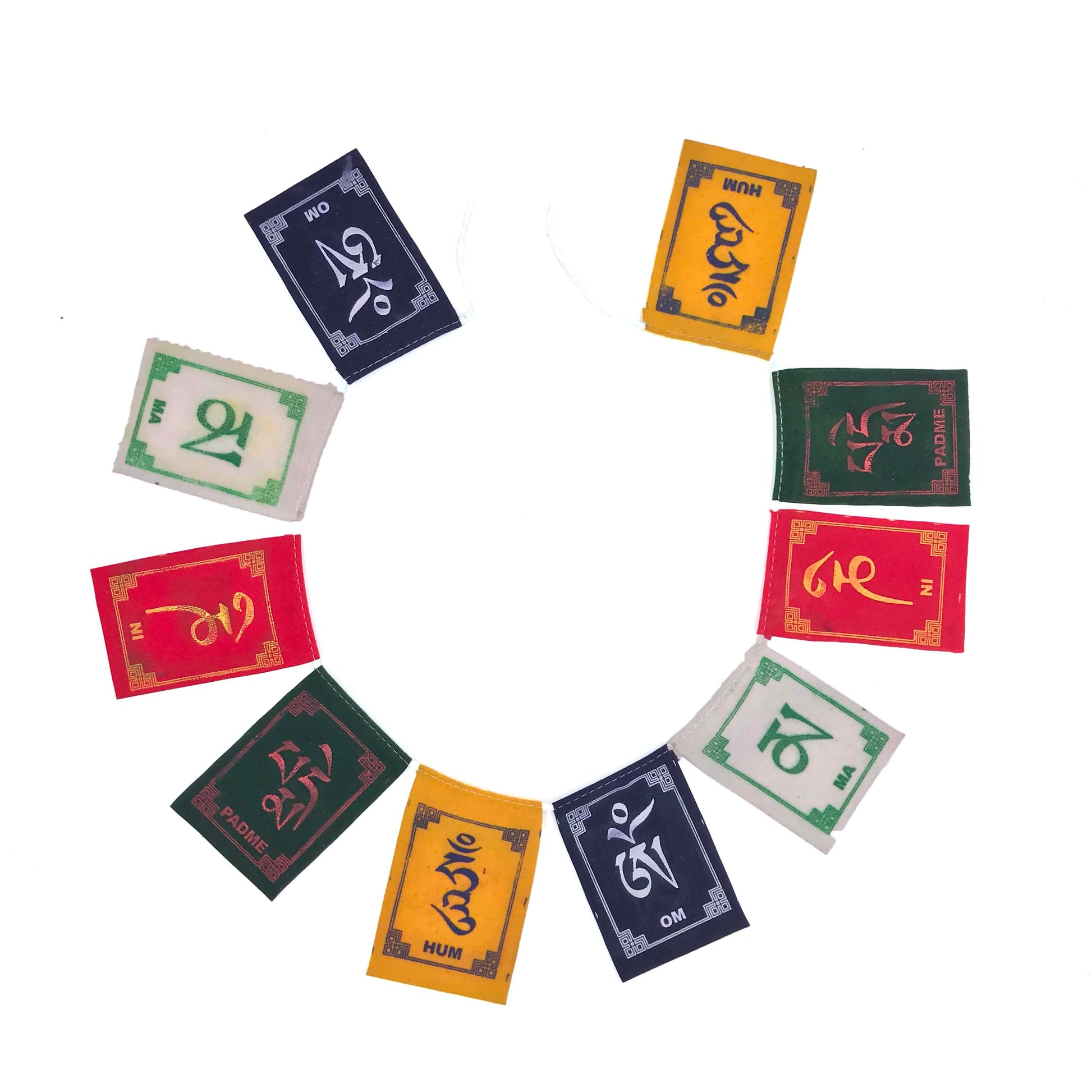 Buddhist Tibetan Prayer Flag Om Mani Padme Hum Velvet Mini open view