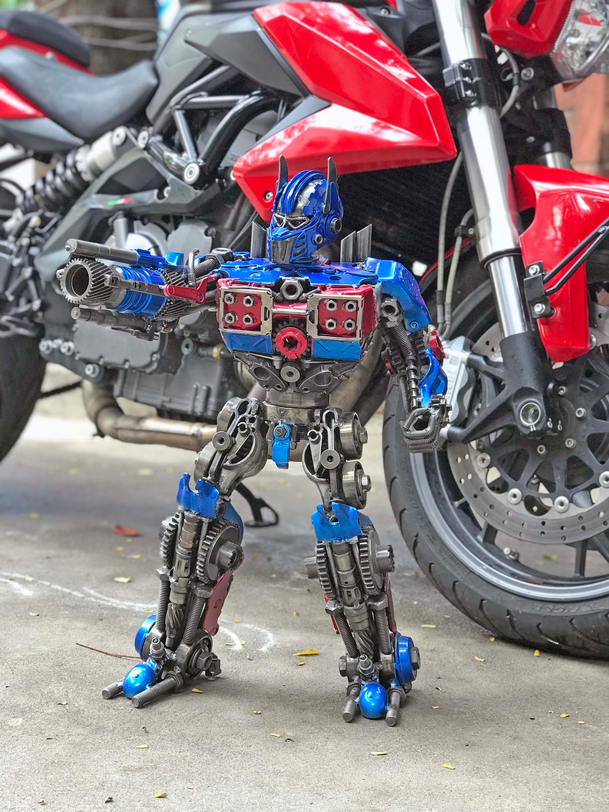 Transformers Optimus Prime hand-crafted from metal
